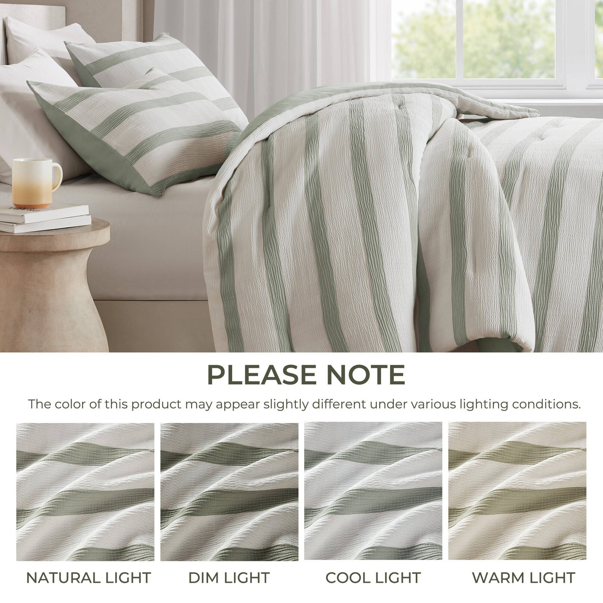 3-Piece Full/Queen Yarn-dyed striped comforter