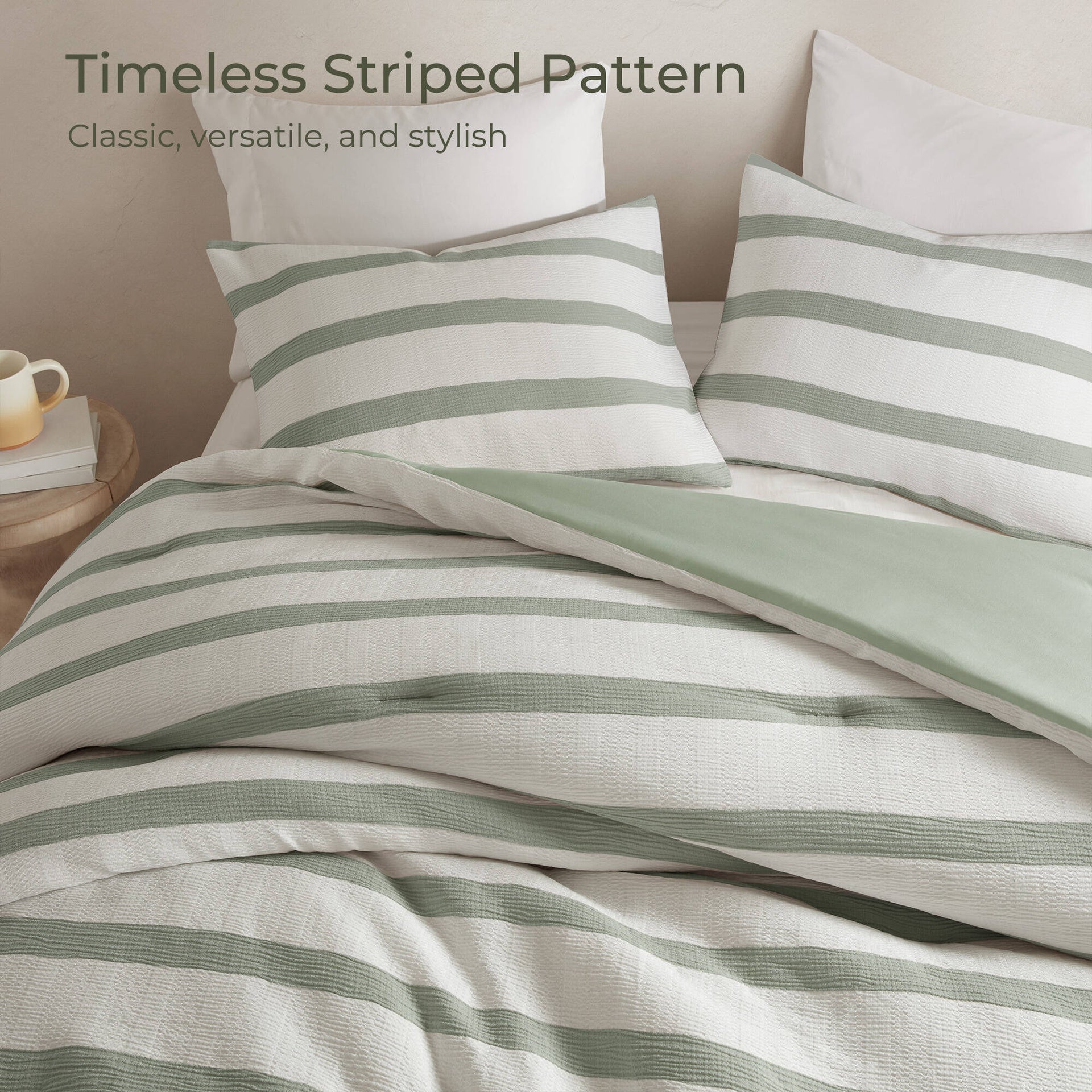 3-Piece Full/Queen Yarn-dyed striped comforter