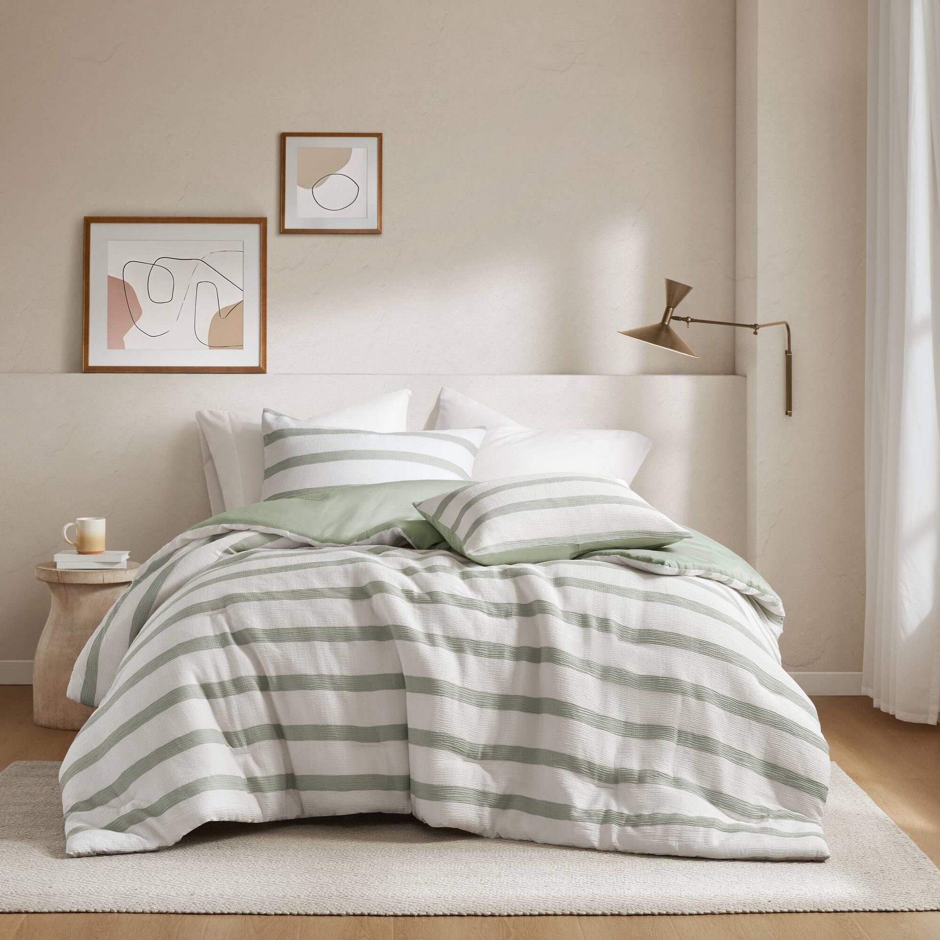 3-Piece Full/Queen Yarn-dyed striped comforter