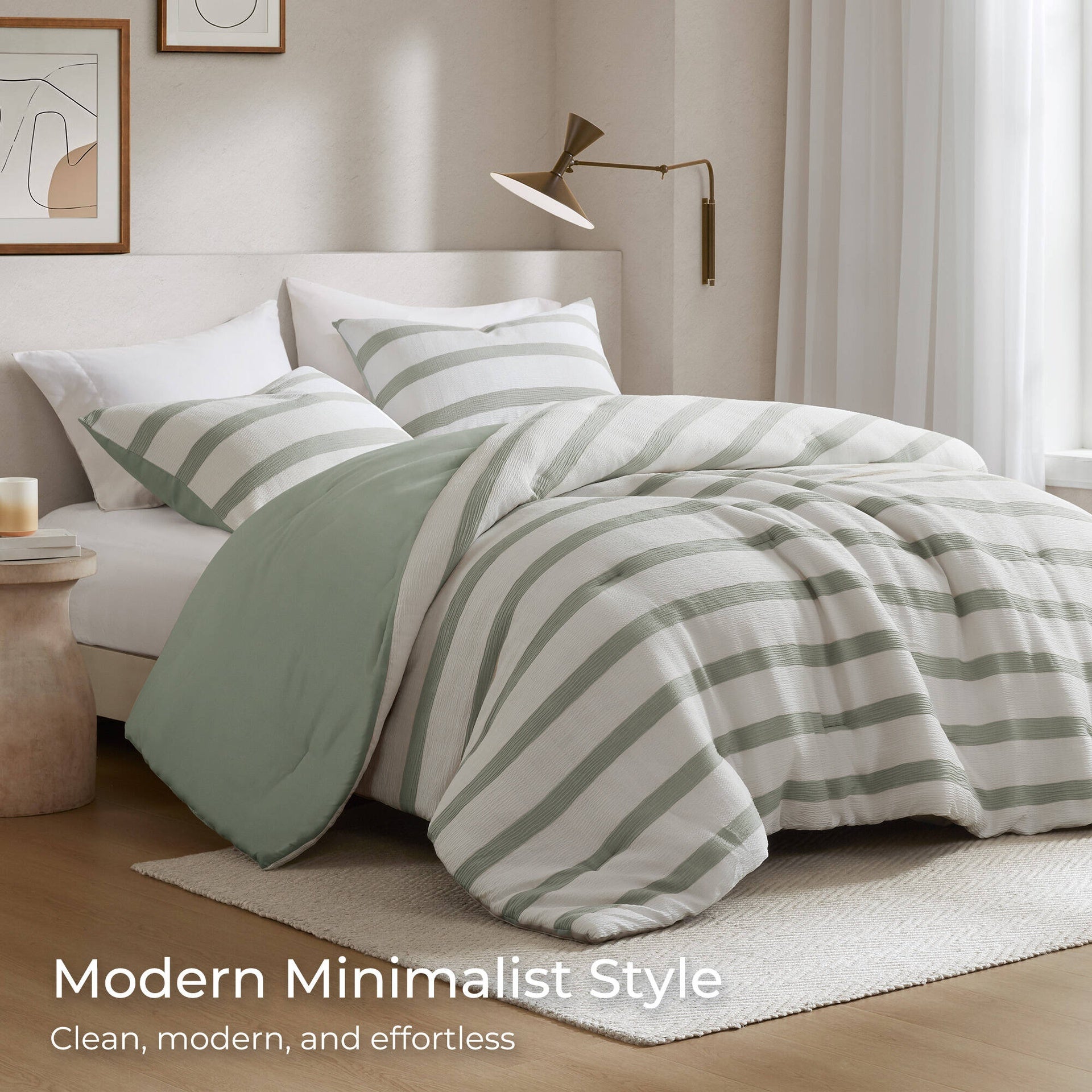 3-Piece Full/Queen Yarn-dyed striped comforter