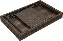 Portable Folding Wicker Table, brown