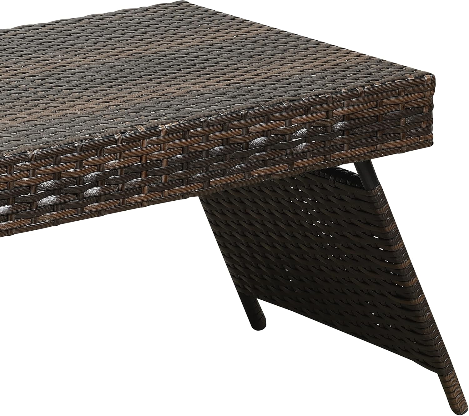 Portable Folding Wicker Table, brown