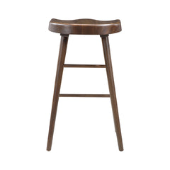 Brown Finish Bar Stools Set of 2 Saddle Seat Sturdy Wood Frame Furniture Classic Aesthetic Ergonomic Design Pub Height Stools
