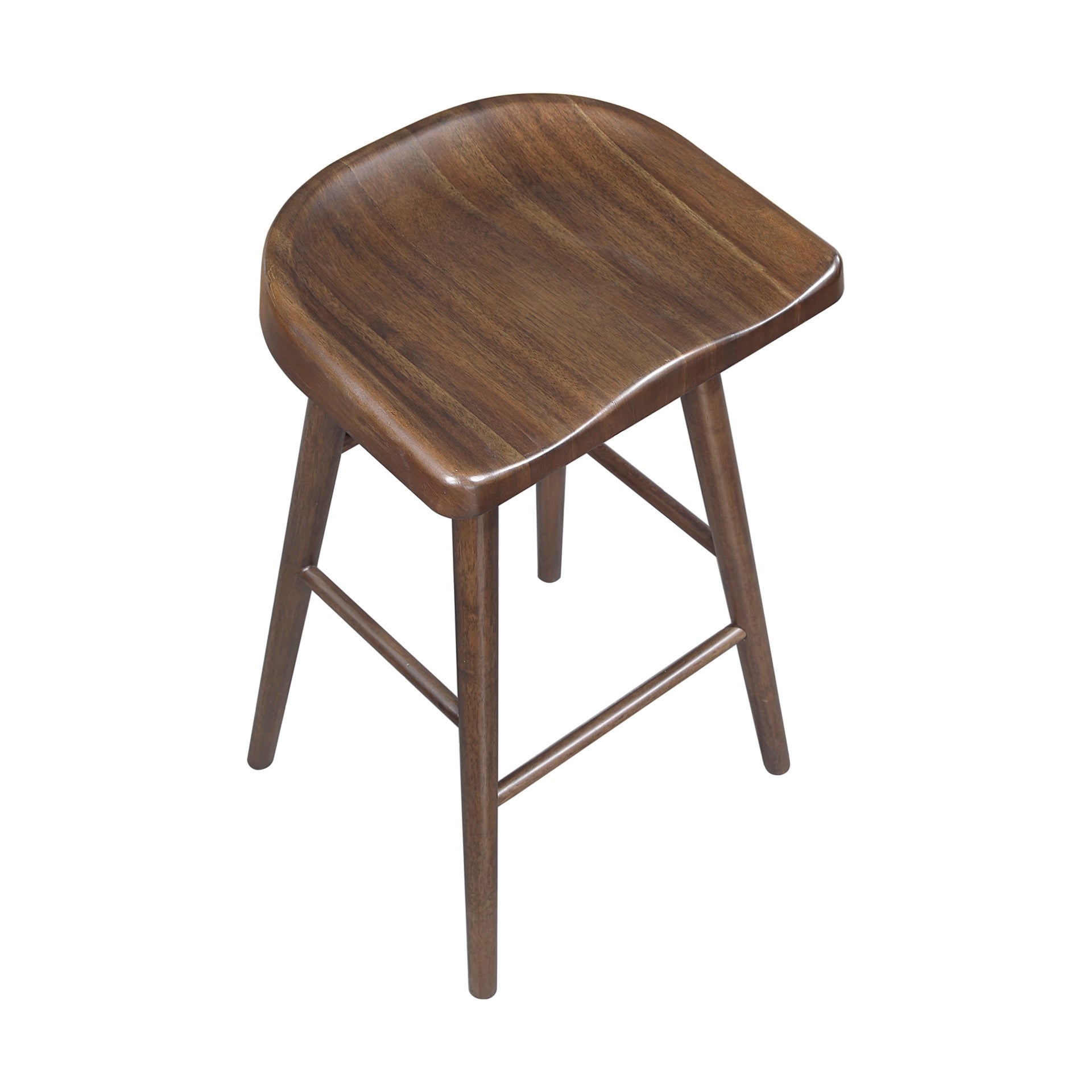 Brown Finish Bar Stools Set of 2 Saddle Seat Sturdy Wood Frame Furniture Classic Aesthetic Ergonomic Design Pub Height Stools