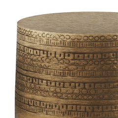 Johnsen 15 inch Wide Tribal Pattern Metal Accent Table in Antique Gold