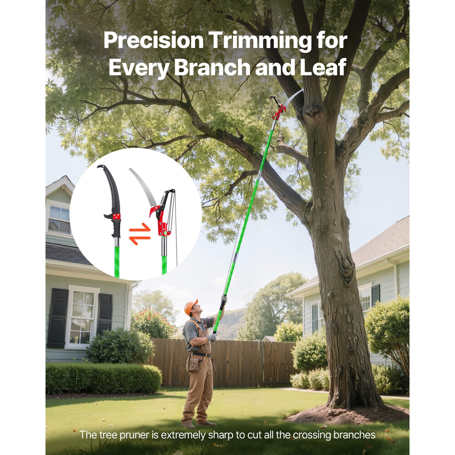 Manual Pole Saw Extendable Pole Tree Pruner 3.87 - 27 ft with Scissors
