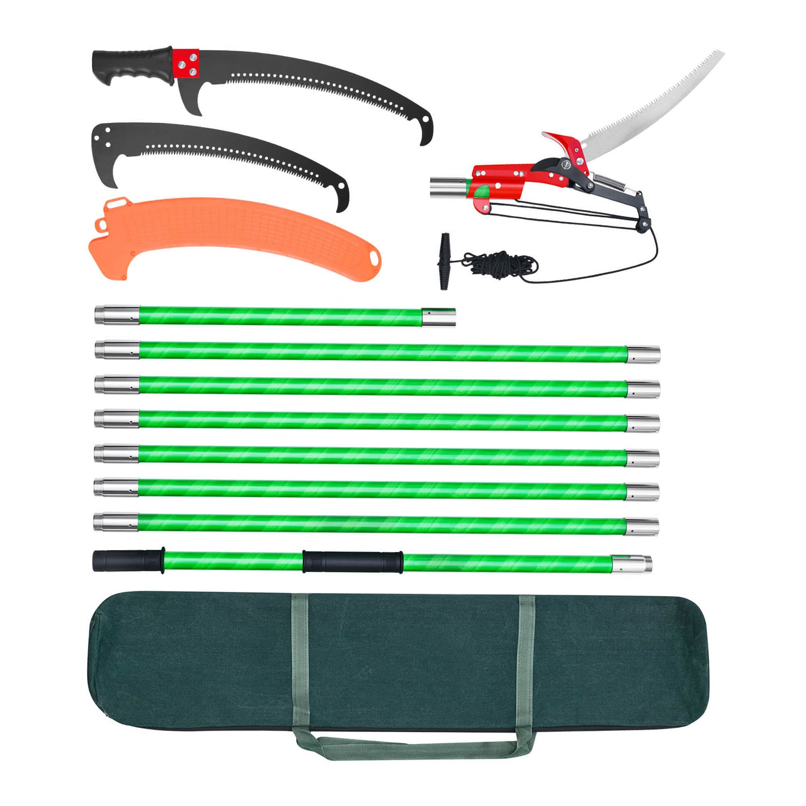 Manual Pole Saw Extendable Pole Tree Pruner 3.87 - 27 ft with Scissors