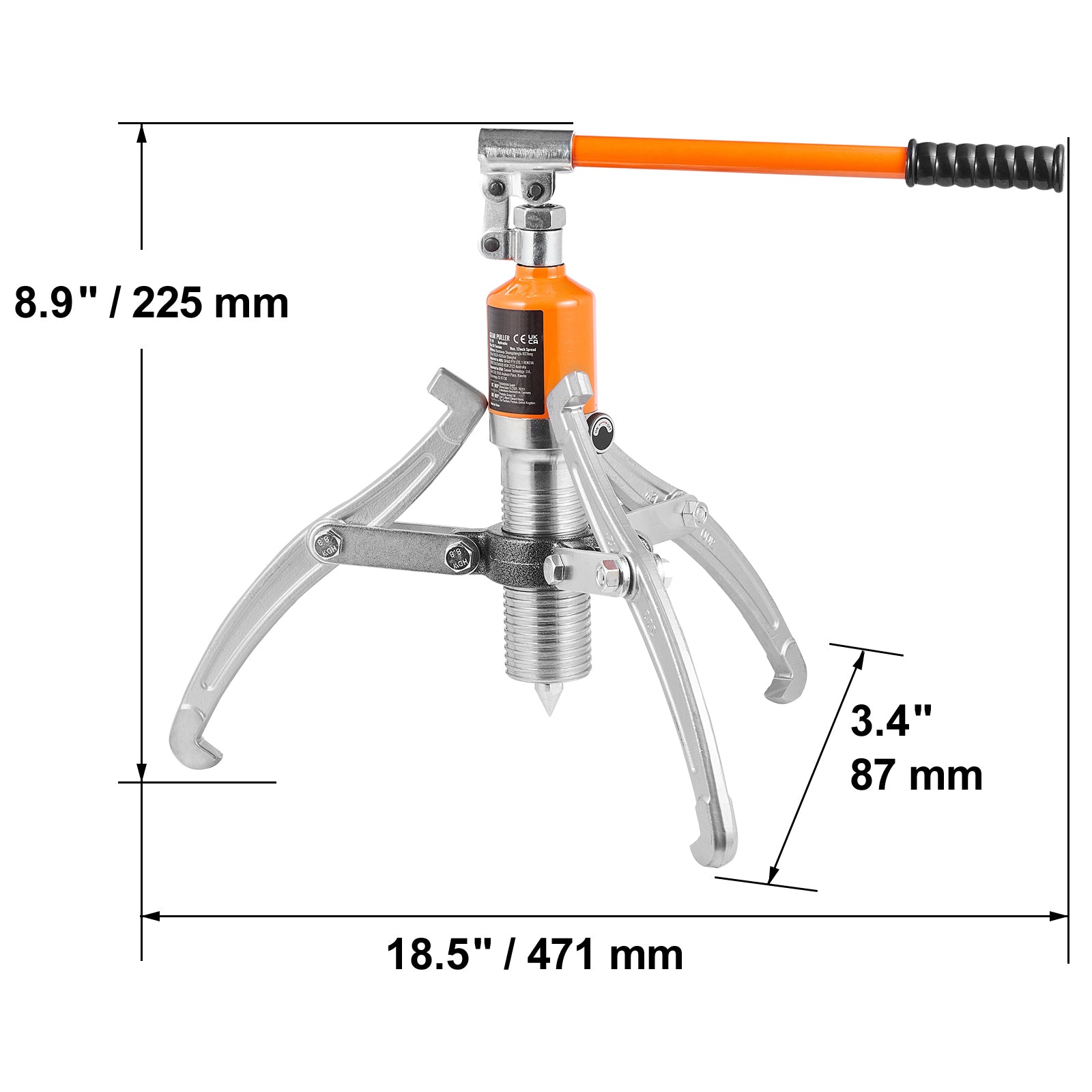 Hydraulic Gear Puller, 15 Ton Max Capacity Wheel Bearing Pulling Separator, 2 or 3 Jaws Puller, Vertically and Horizontally, 12" Jaw Hydraulic Puller with Case for Pulling Hubs