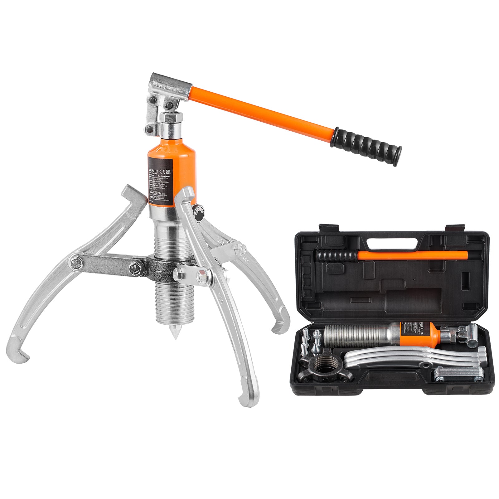Hydraulic Gear Puller, 15 Ton Max Capacity Wheel Bearing Pulling Separator, 2 or 3 Jaws Puller, Vertically and Horizontally, 12" Jaw Hydraulic Puller with Case for Pulling Hubs