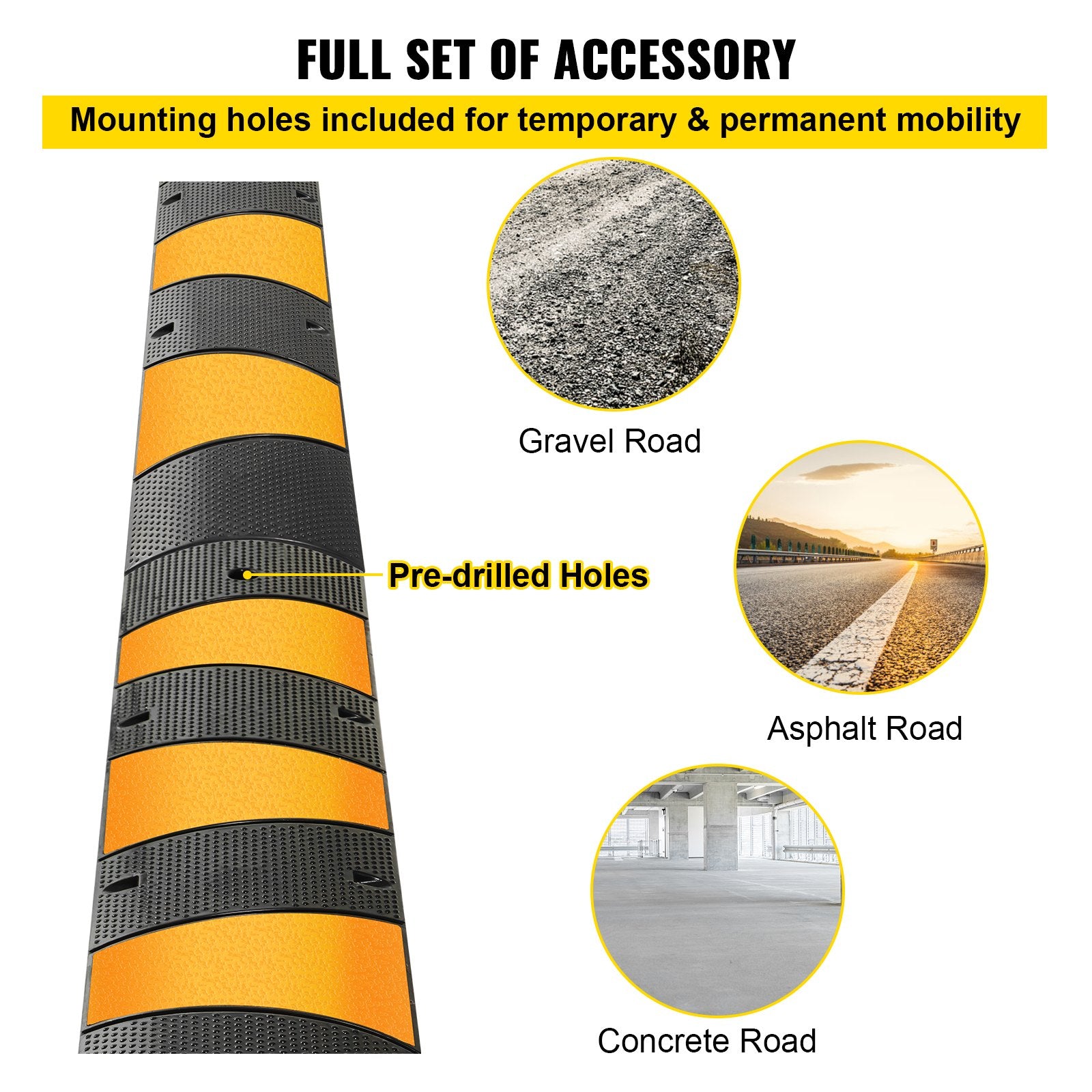 2pcs 6 Feet Rubber Driveway Modular Heavy Duty Speed 72.4 x 12 x 2.4 Inch Cable Protector Ramp for Garage Gravel Roads Asphalt Concrete, 2Pack-6Ft-Speed Bump
