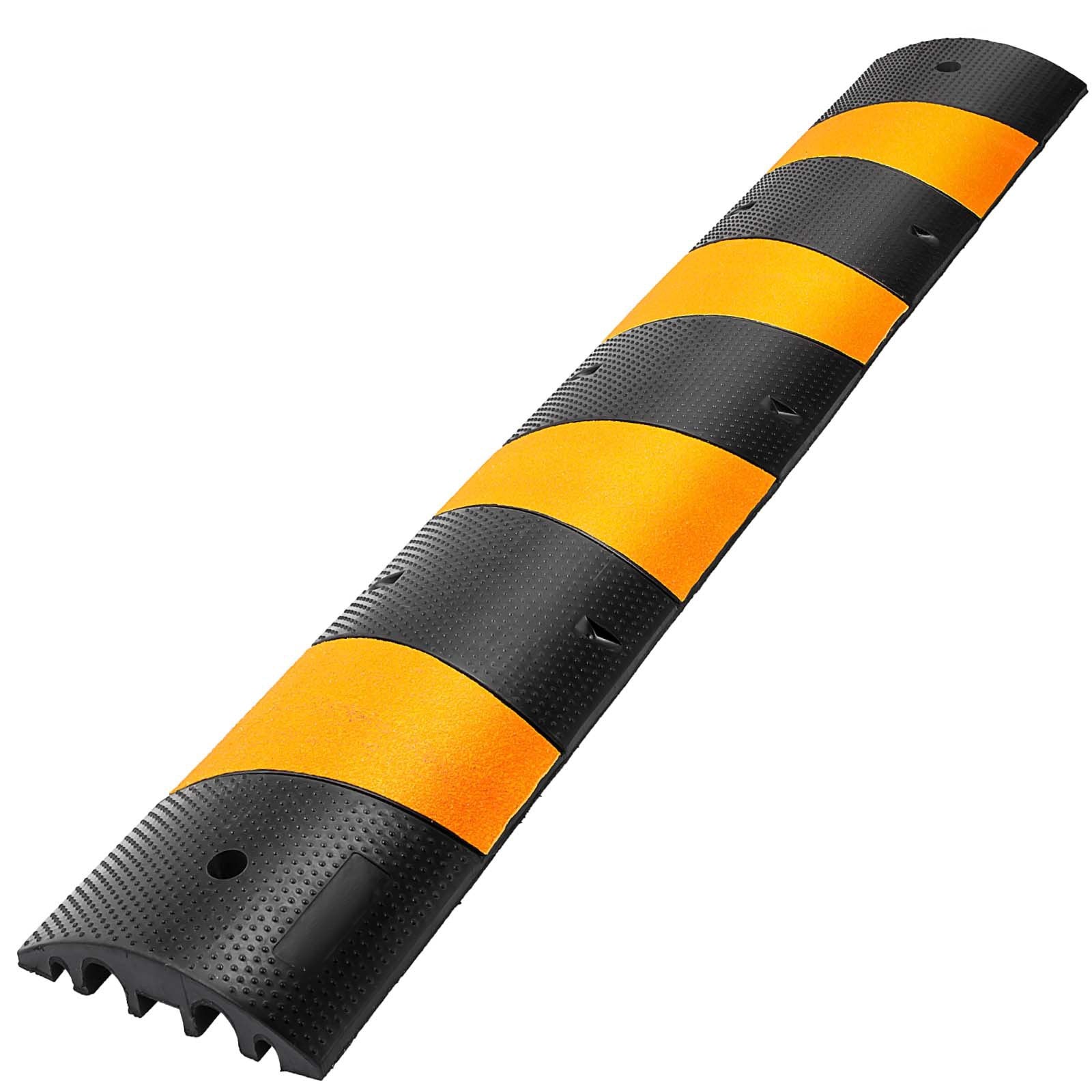 2pcs 6 Feet Rubber Driveway Modular Heavy Duty Speed 72.4 x 12 x 2.4 Inch Cable Protector Ramp for Garage Gravel Roads Asphalt Concrete, 2Pack-6Ft-Speed Bump