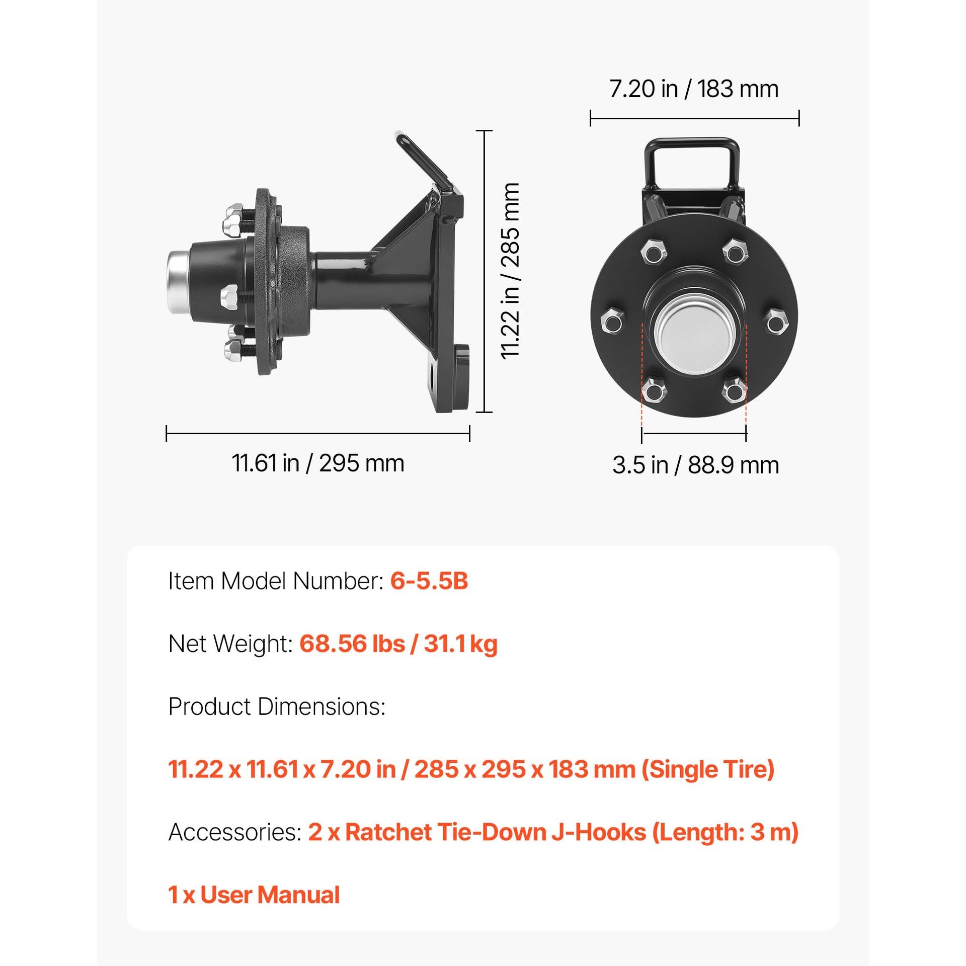 Shipping Container Wheels 6-Lug Wheels Kit, Heavy Duty Shipping Container Axle with Ratchet Tie Down-Moves 20 ft - 40 ft, Secure Transport for Dock, Warehouse, Construction Site, Black