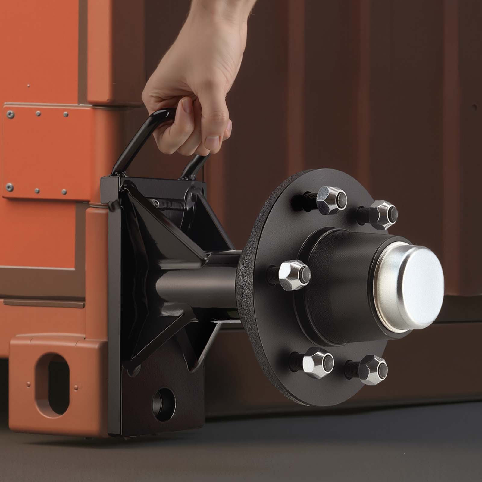 Shipping Container Wheels 6-Lug Wheels Kit, Heavy Duty Shipping Container Axle with Ratchet Tie Down-Moves 20 ft - 40 ft, Secure Transport for Dock, Warehouse, Construction Site, Black