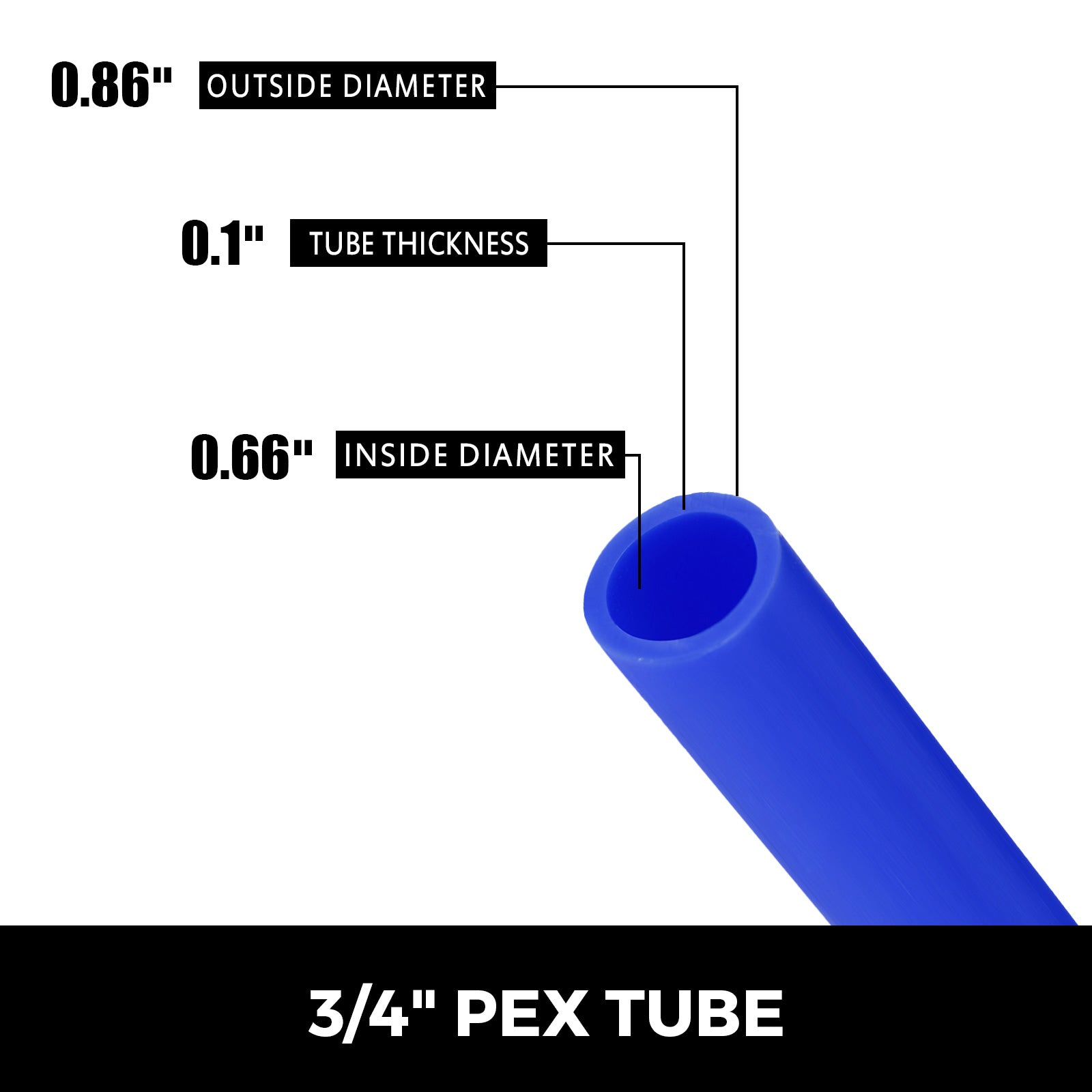 3/4" PEX Tubing 500Ft Non-Barrier PEX Pipe Blue Pex-b Tube Coil for Hot and Cold Water Plumbing Open Loop Radiant Floor Heating System PEX Tubing (3/4" Non-Barrier, 500Ft/Blue)