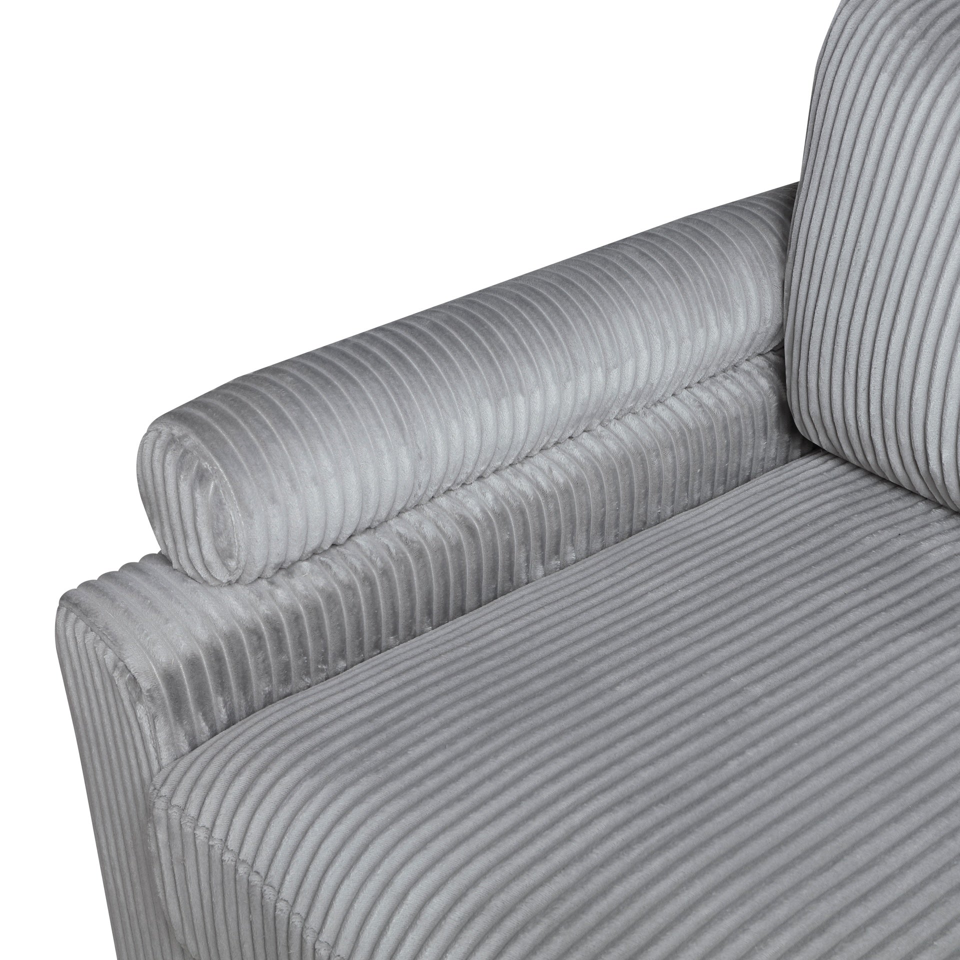 Living Room Furniture Corner Chair Gray Corduroy Upholstery 1pc Corner Wedge Soft Cushion Solid Wood Legs