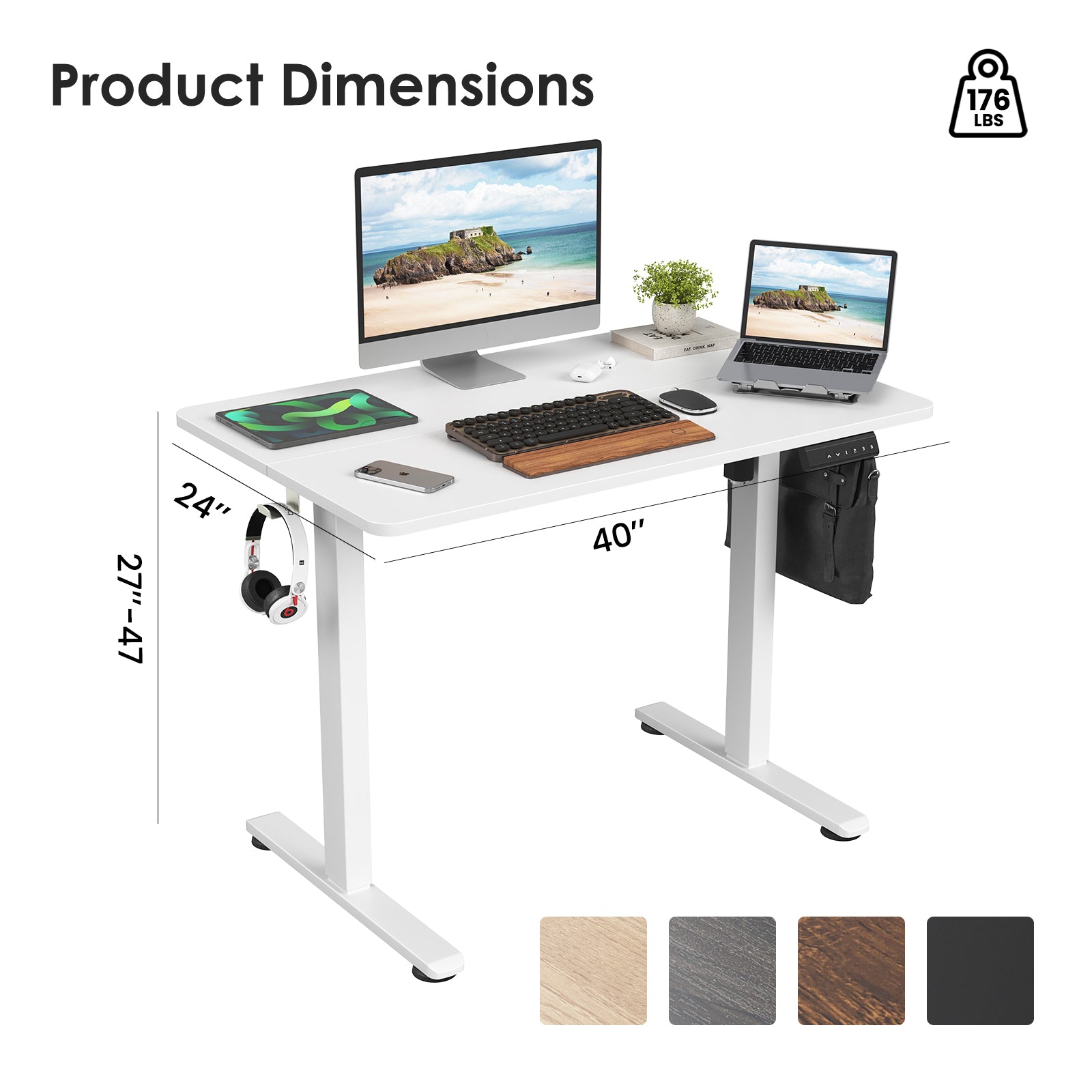 STARY Electric Standing Desk Adjustable Height Sit Stand Home Office Desk with Splice Board