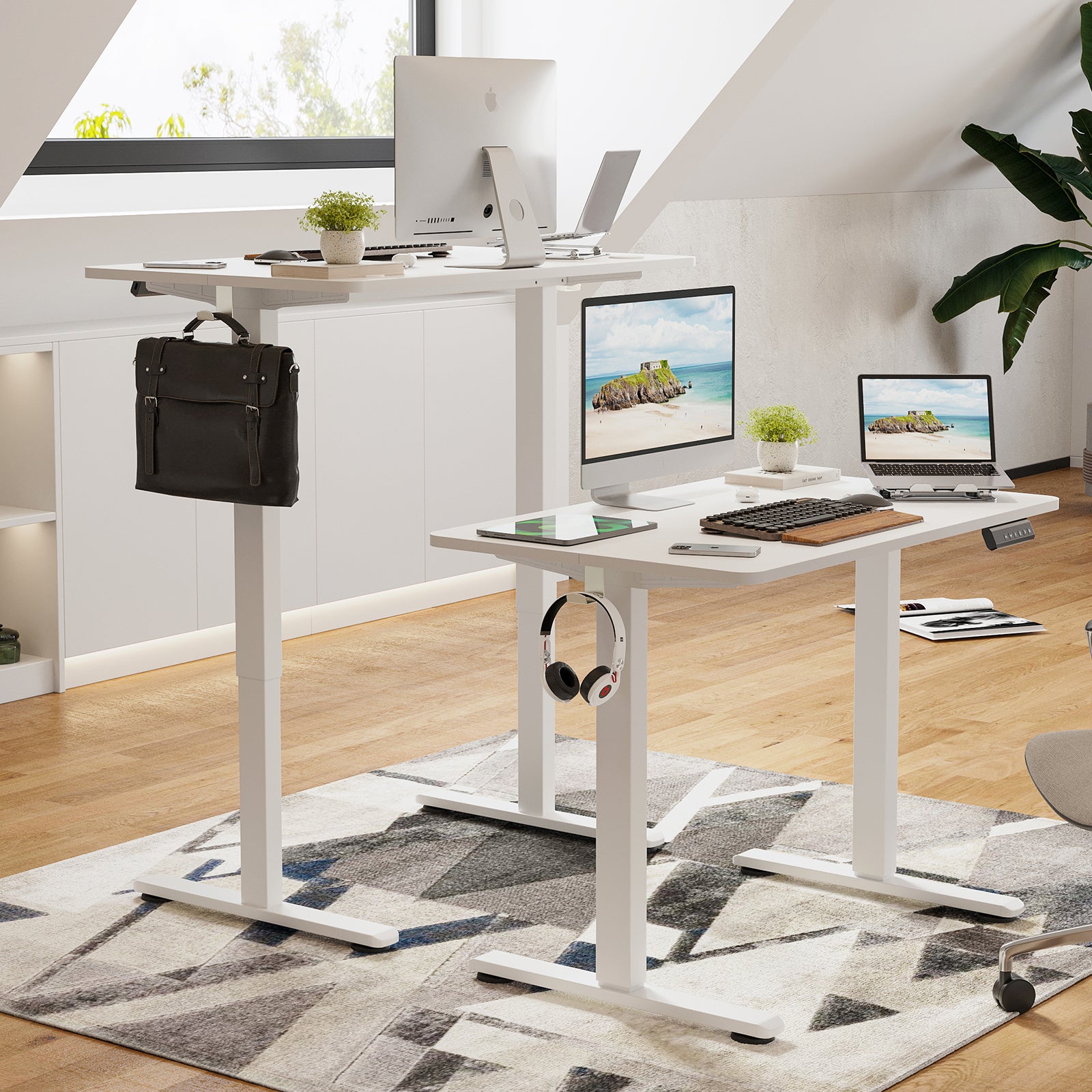 STARY Electric Standing Desk Adjustable Height Sit Stand Home Office Desk with Splice Board