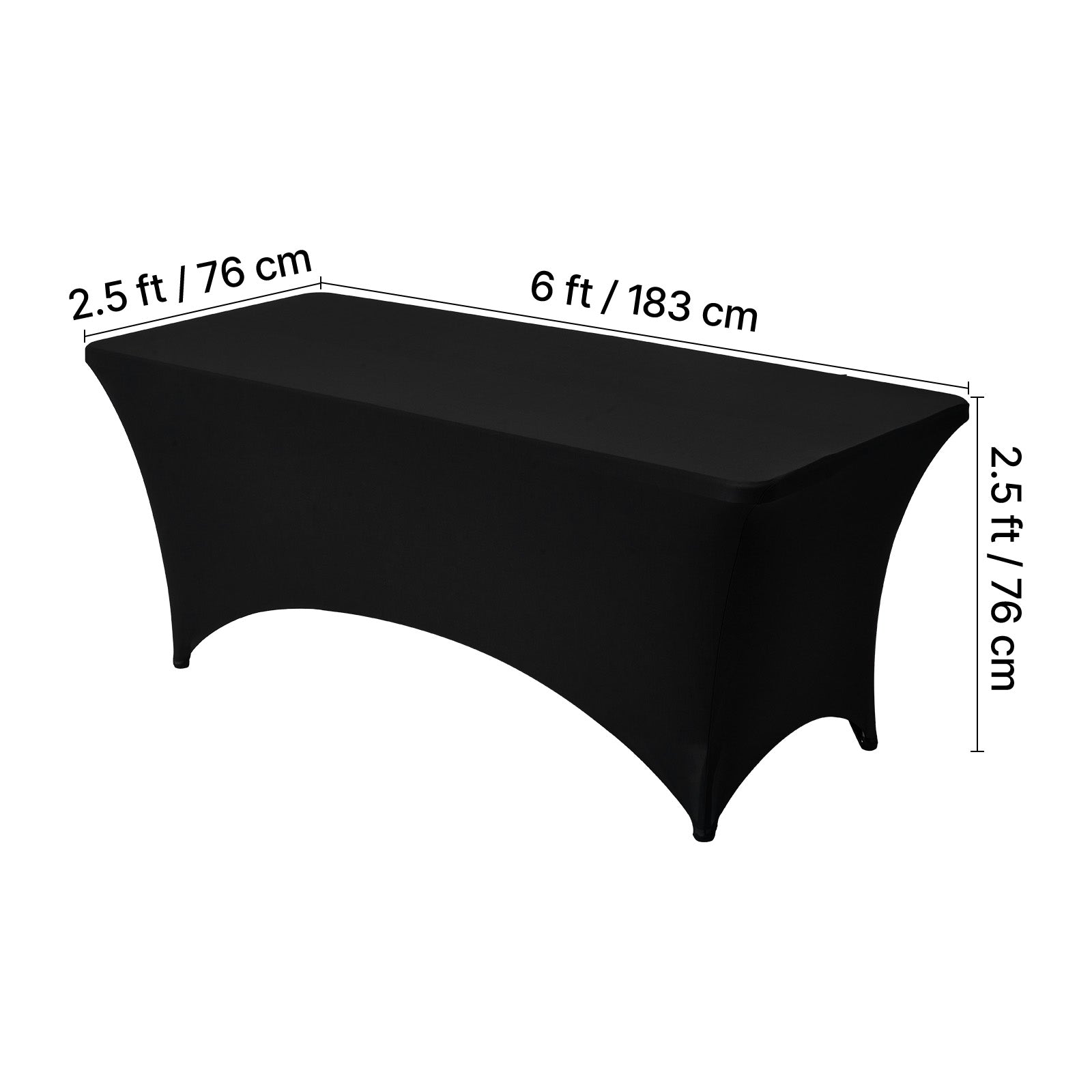 3 Pack Table Cloth for 6FT Rectangular Fitted Events, Wrinkle-Resistant Stretch Black Table Covers, Washable Spandex Tablecloth Protector, for Party, Wedding, Cocktail, Banquet, Festival