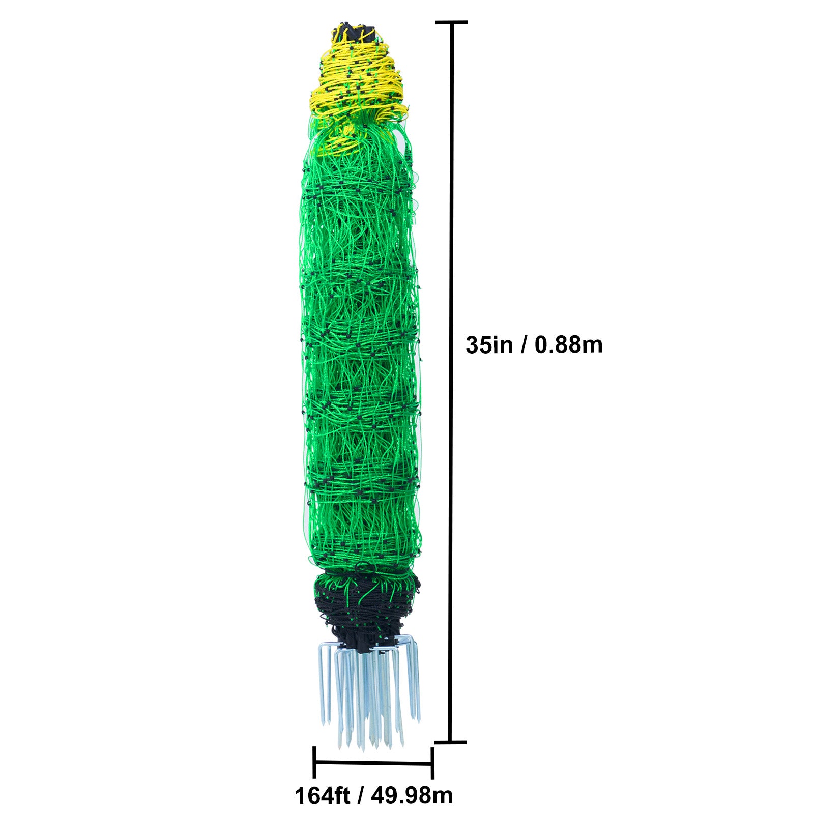 Electric Fence Netting, 35" H x 164' L, PE Net Fencing with Posts & Double-Spiked Stakes, Utility Portable Mesh for Goats, Sheep, Lambs, Deer, Hogs, Dogs, Used in Backyards, Farms, and Ranches