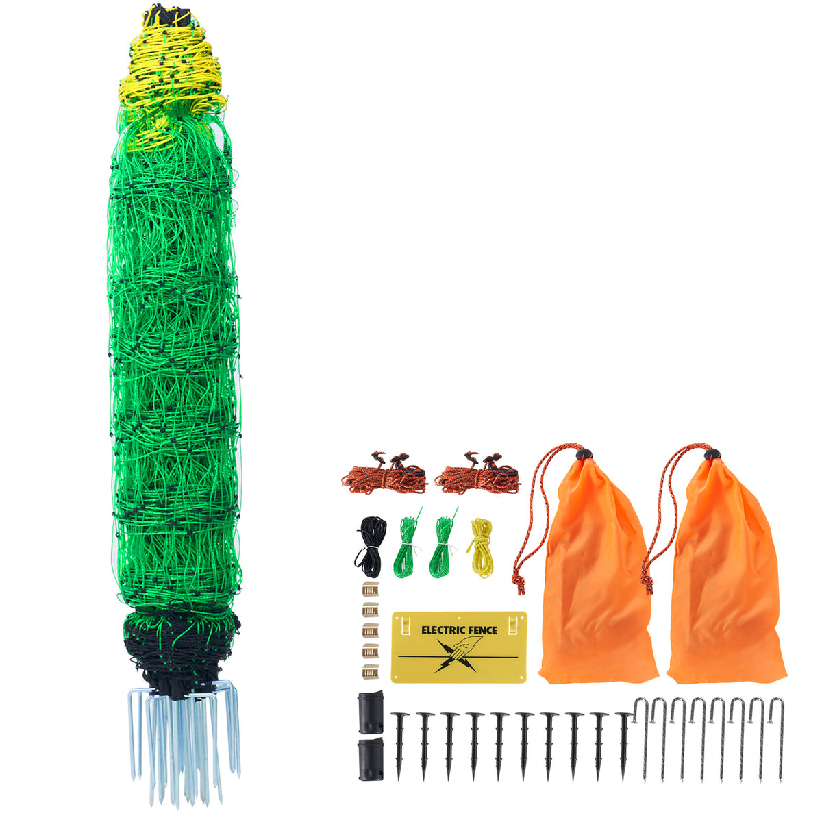 Electric Fence Netting, 35" H x 164' L, PE Net Fencing with Posts & Double-Spiked Stakes, Utility Portable Mesh for Goats, Sheep, Lambs, Deer, Hogs, Dogs, Used in Backyards, Farms, and Ranches