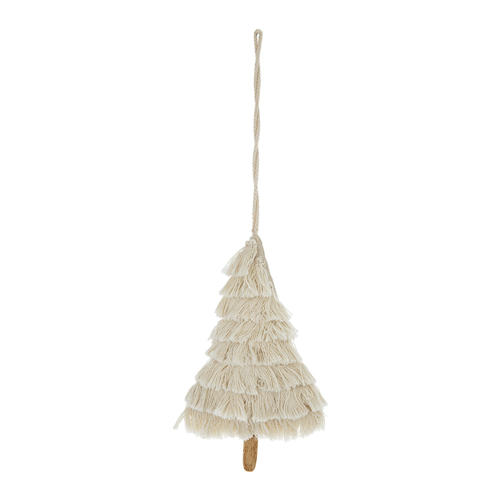 4.3x7.5" Fringes Embellished Tree Shape Ornament, Hanging Home Decor Accents for Christmas Tree, Holiday Display, Set of 6