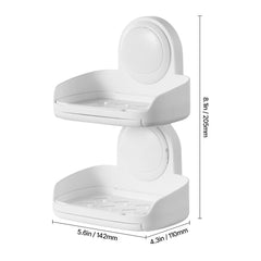 Suction Cup Soap Dish with Double Layer Holder with Drain Tray for Shower