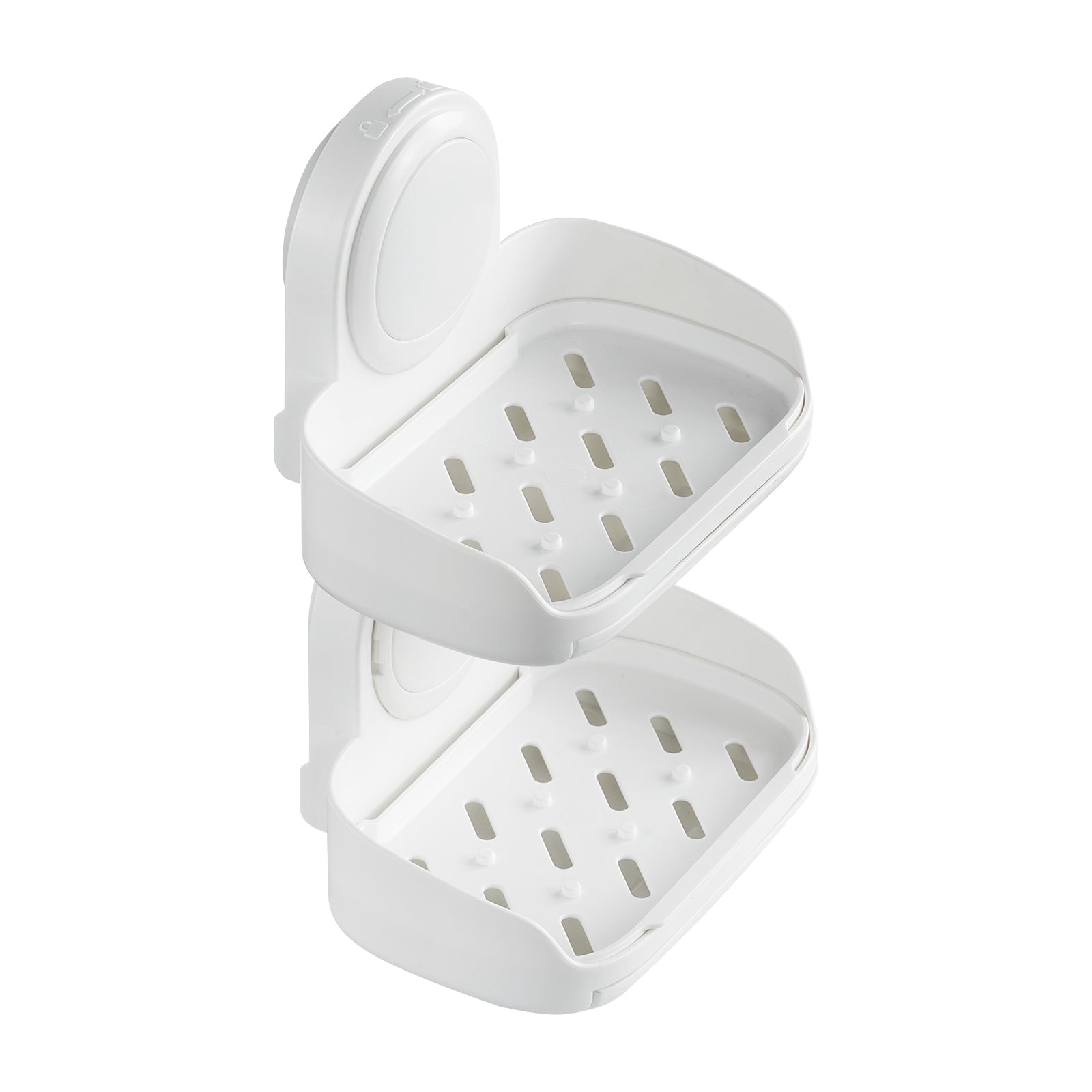 Suction Cup Soap Dish with Double Layer Holder with Drain Tray for Shower