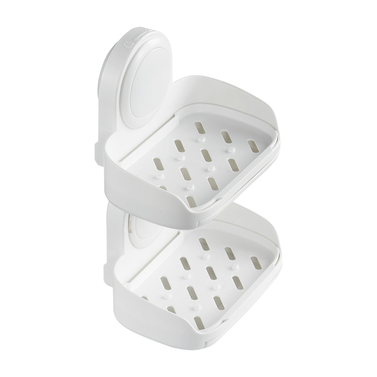 Suction Cup Soap Dish with Double Layer Holder with Drain Tray for Shower