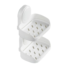 Suction Cup Soap Dish with Double Layer Holder with Drain Tray for Shower