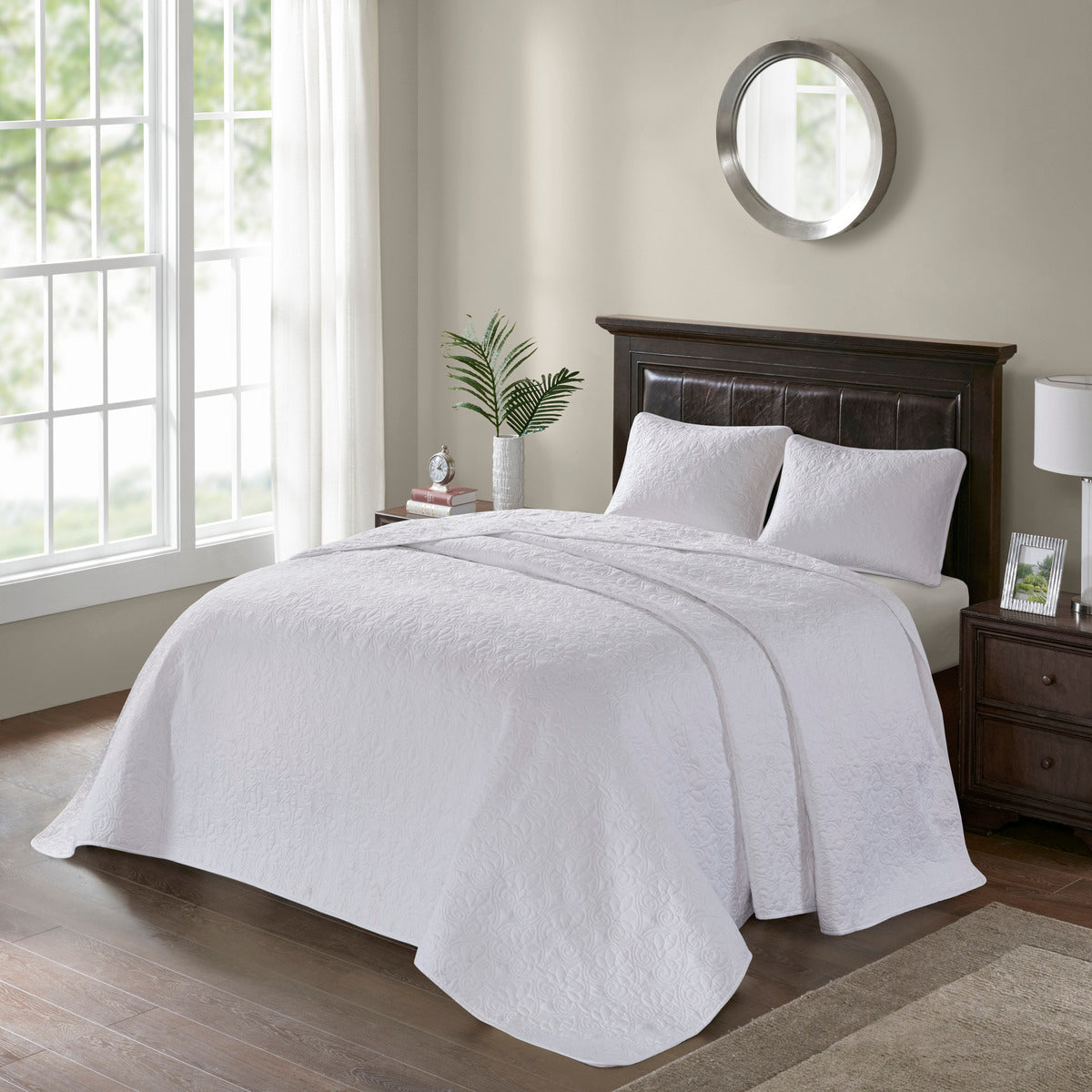 Reversible Bedspread Set White Queen
