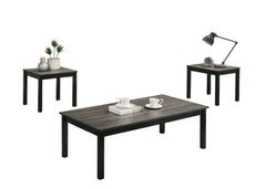 Gray Finish Contemporary Style 3pc Table Set 1x Coffee Table 2x End Table Faux Marble Top Wooden Legs Primary Living Room