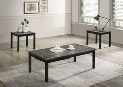 Gray Finish Contemporary Style 3pc Table Set 1x Coffee Table 2x End Table Faux Marble Top Wooden Legs Primary Living Room
