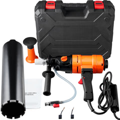 Diamond Core Drilling Machine, 4in Handheld Wet Concrete Core Drill Rig, 1100-2400RPM Two Speed & 1-1/4" Thread & 2 Bubble Levels, 3-4in Drilling Diameter for Concrete Brick Block Stone, 1500W