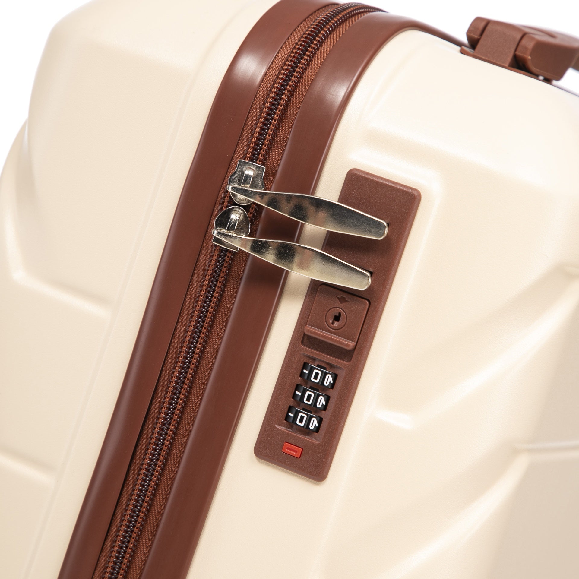 14"/20" 2 pcs/set in ABS Spinner Wheel Luggage, with Combination Lock,14" Cosmetic Case (Beige)