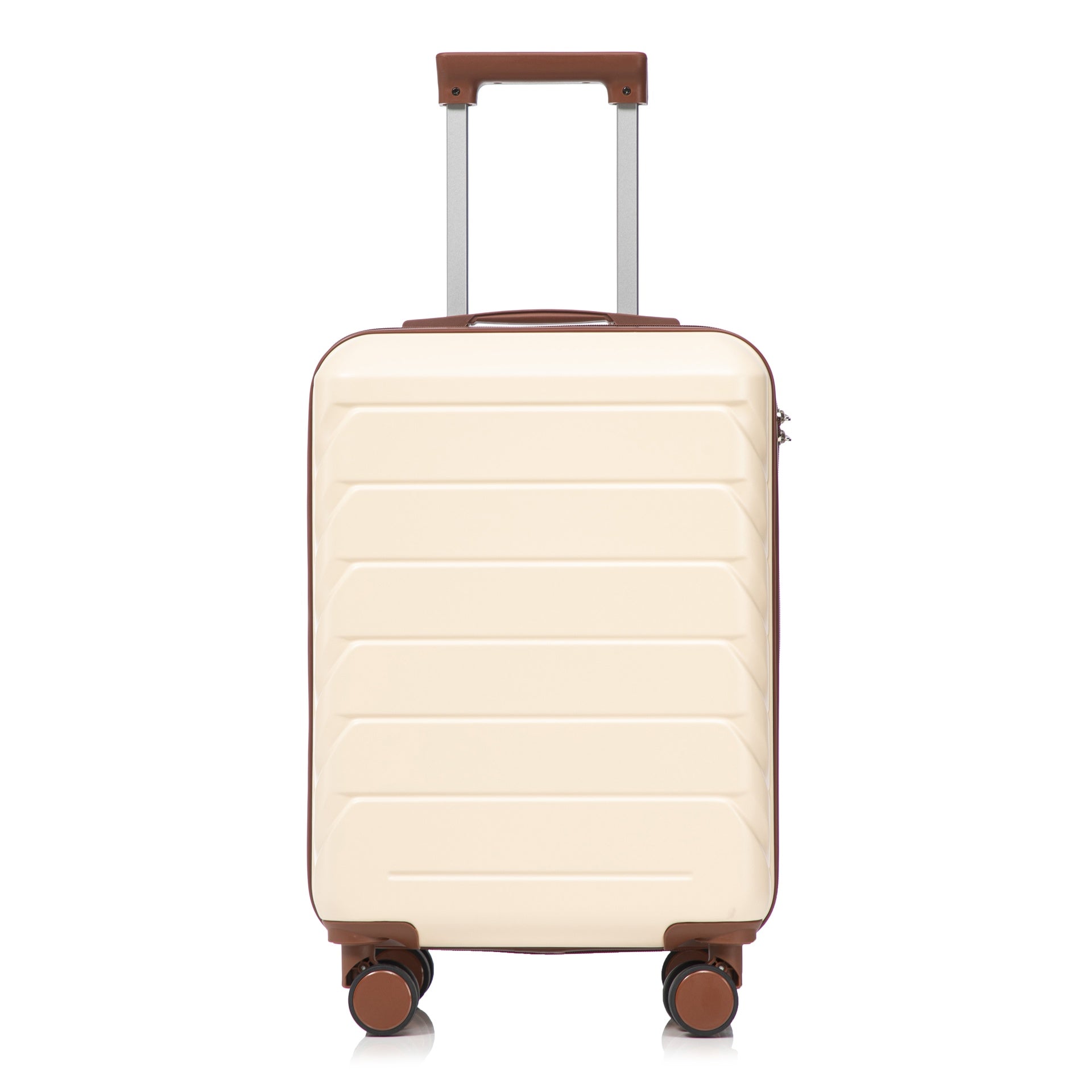 14"/20" 2 pcs/set in ABS Spinner Wheel Luggage, with Combination Lock,14" Cosmetic Case (Beige)