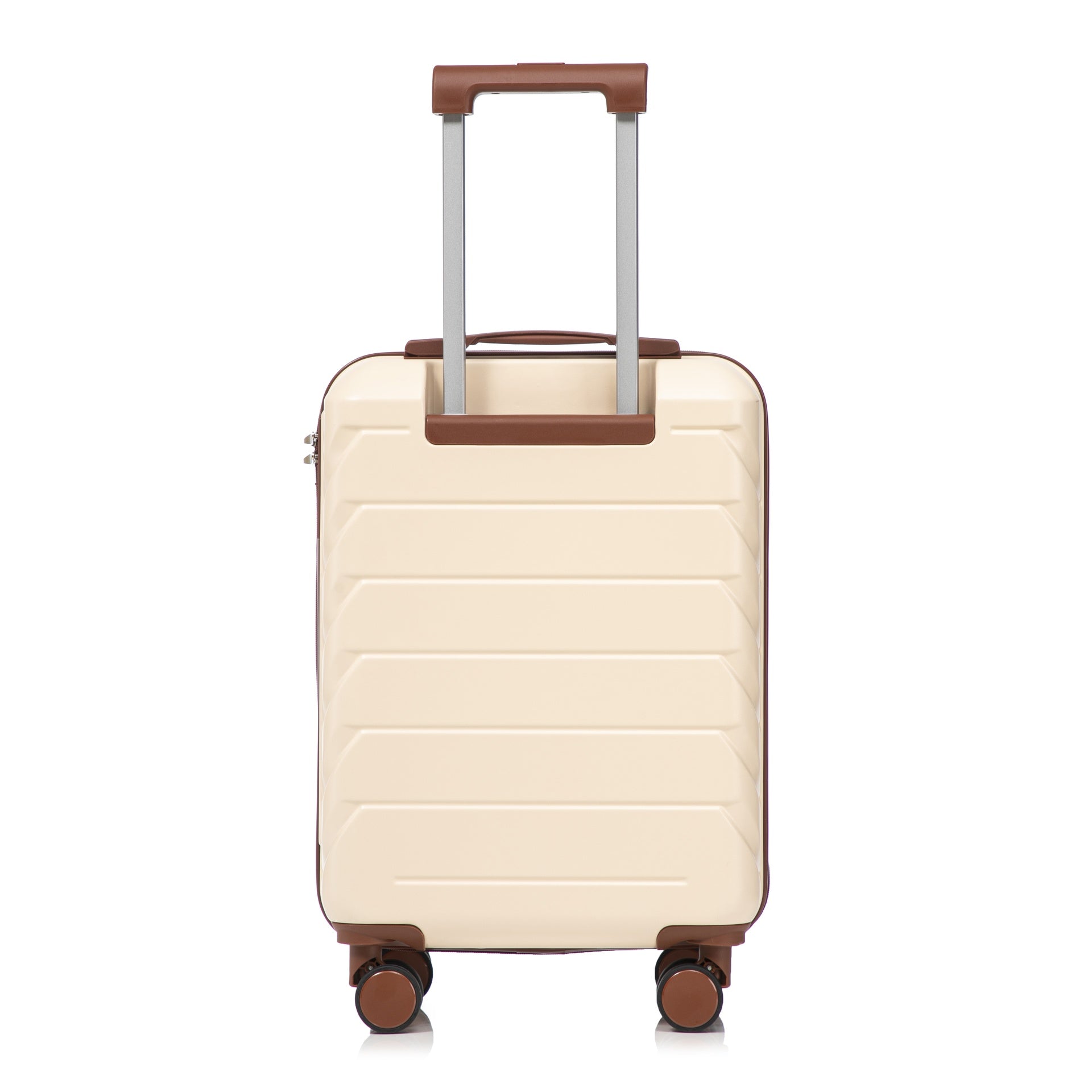 14"/20" 2 pcs/set in ABS Spinner Wheel Luggage, with Combination Lock,14" Cosmetic Case (Beige)