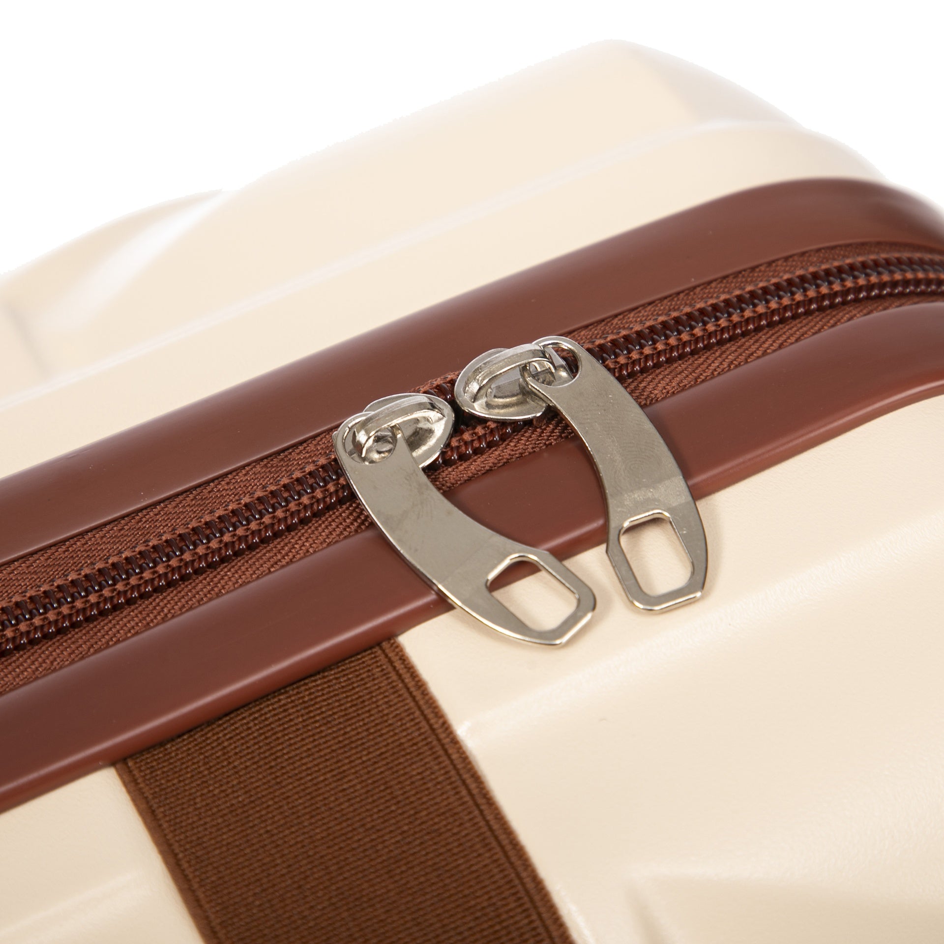 14"/20" 2 pcs/set in ABS Spinner Wheel Luggage, with Combination Lock,14" Cosmetic Case (Beige)