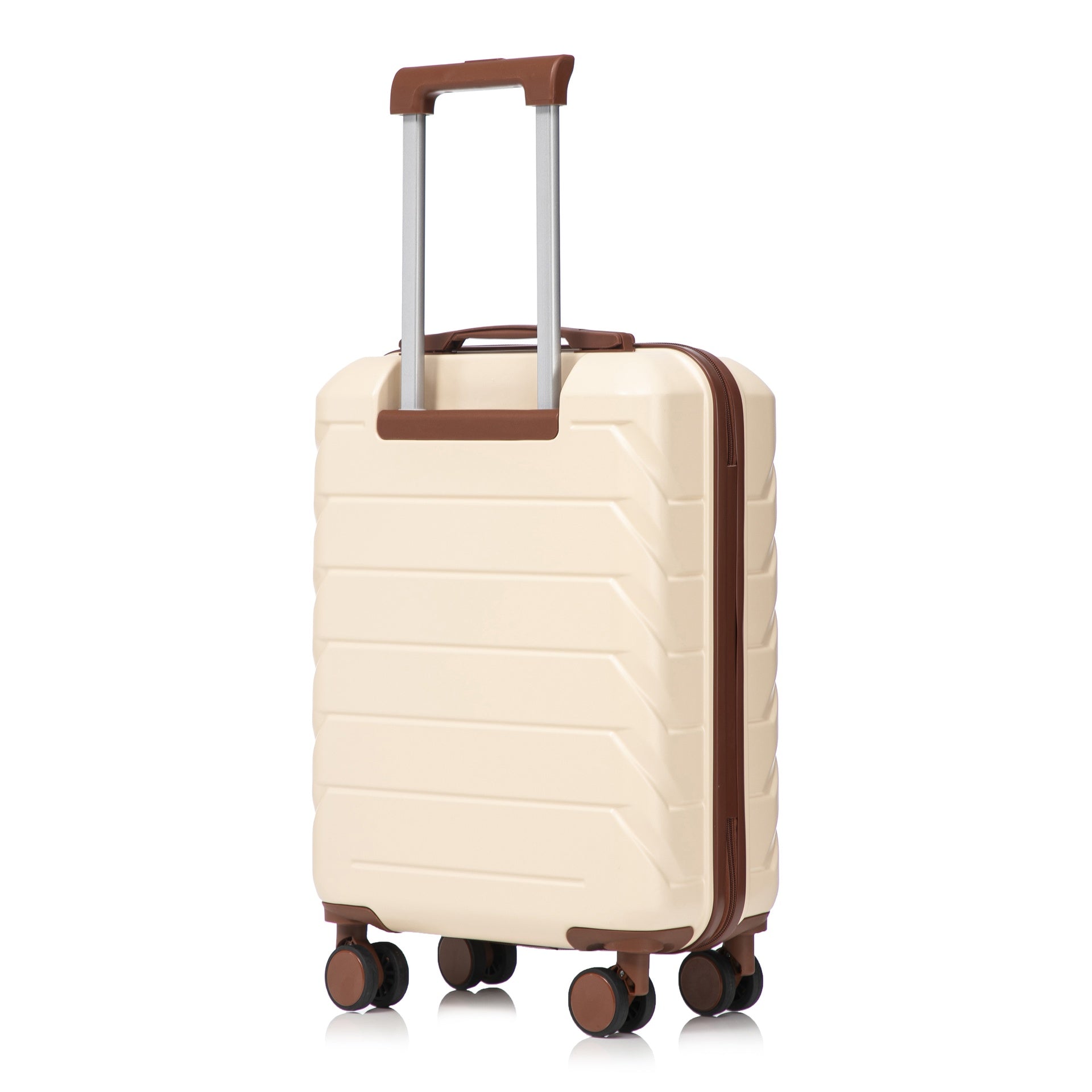 14"/20" 2 pcs/set in ABS Spinner Wheel Luggage, with Combination Lock,14" Cosmetic Case (Beige)