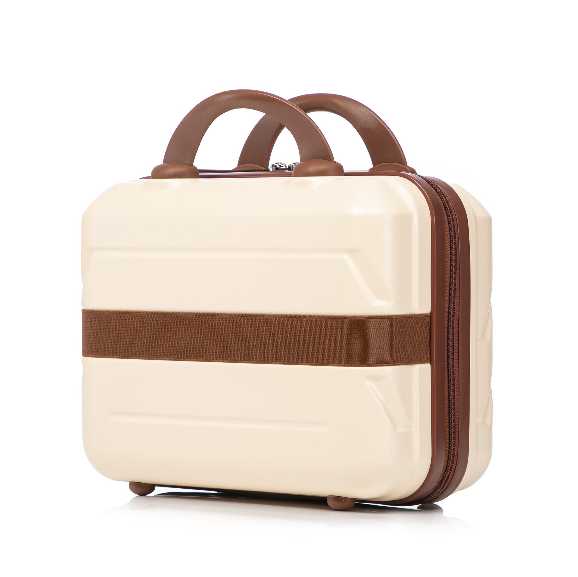 14"/20" 2 pcs/set in ABS Spinner Wheel Luggage, with Combination Lock,14" Cosmetic Case (Beige)