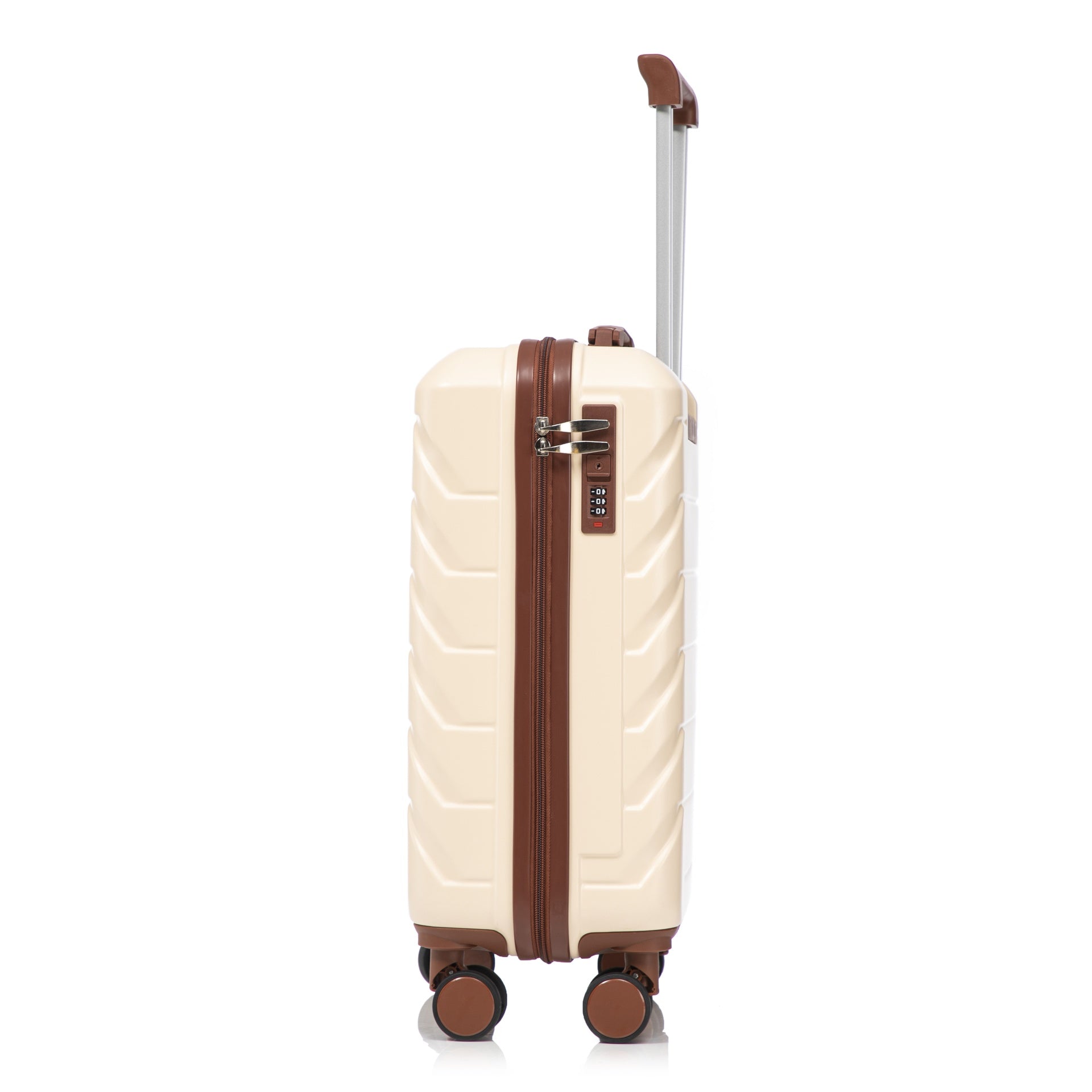 14"/20" 2 pcs/set in ABS Spinner Wheel Luggage, with Combination Lock,14" Cosmetic Case (Beige)