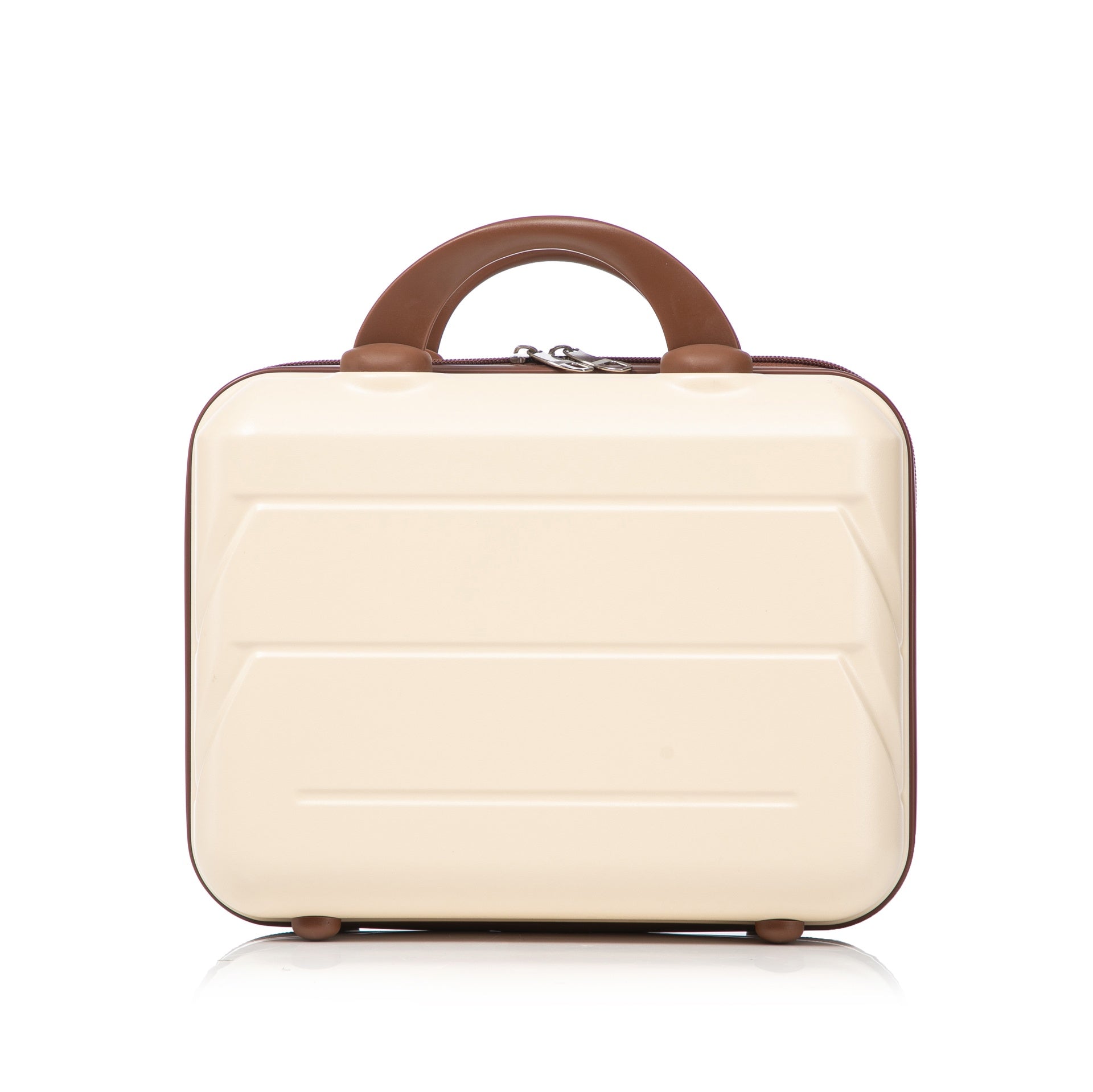 14"/20" 2 pcs/set in ABS Spinner Wheel Luggage, with Combination Lock,14" Cosmetic Case (Beige)