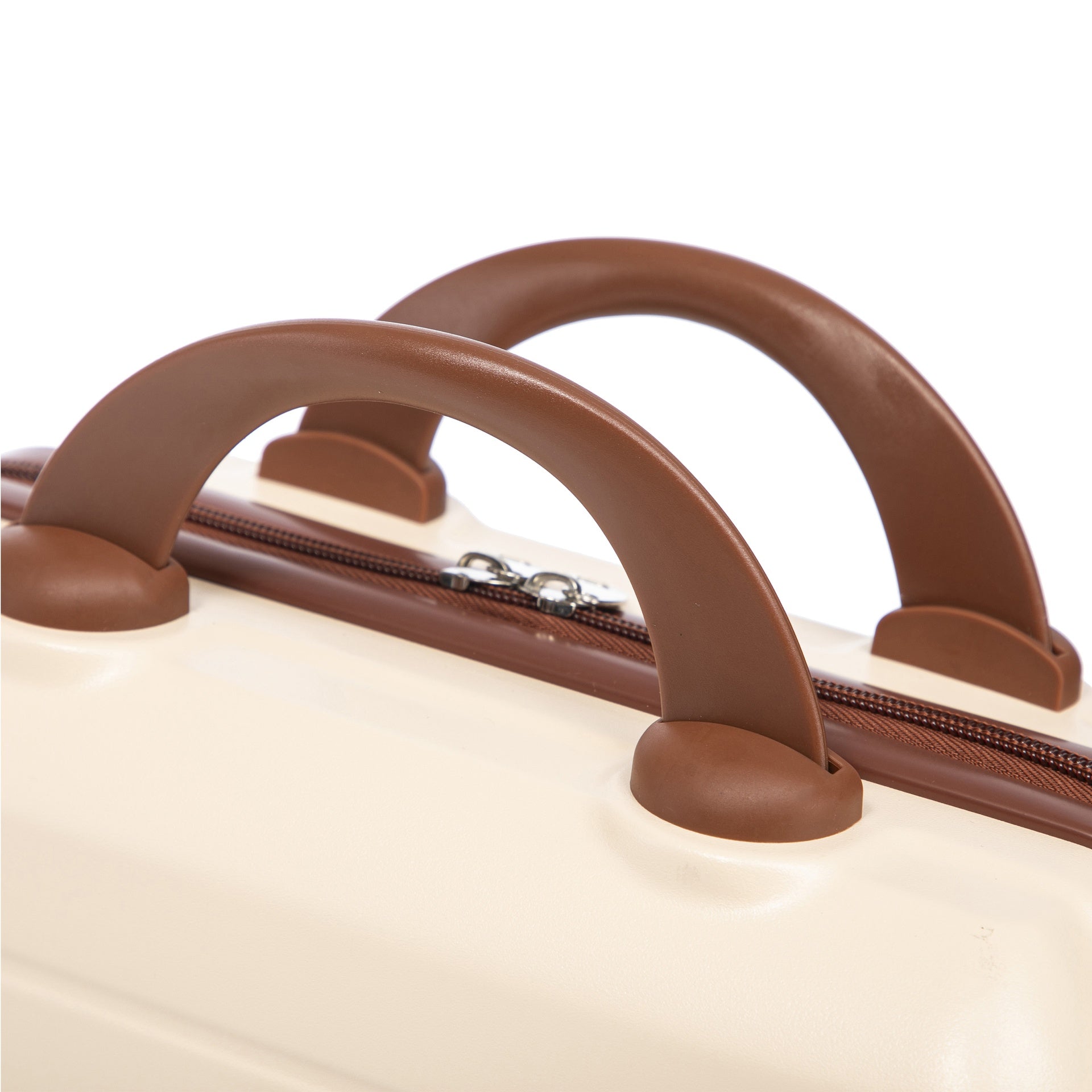 14"/20" 2 pcs/set in ABS Spinner Wheel Luggage, with Combination Lock,14" Cosmetic Case (Beige)