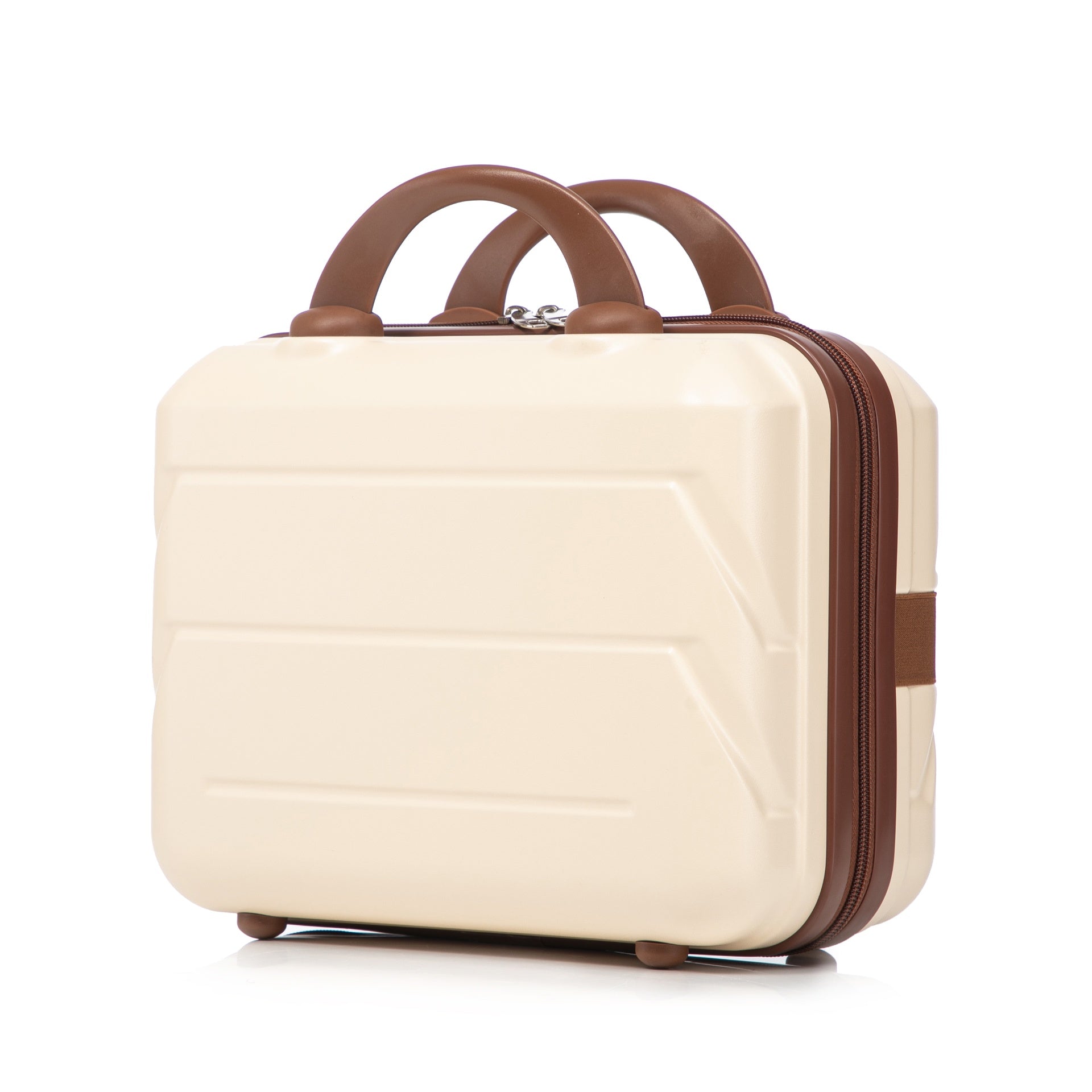 14"/20" 2 pcs/set in ABS Spinner Wheel Luggage, with Combination Lock,14" Cosmetic Case (Beige)