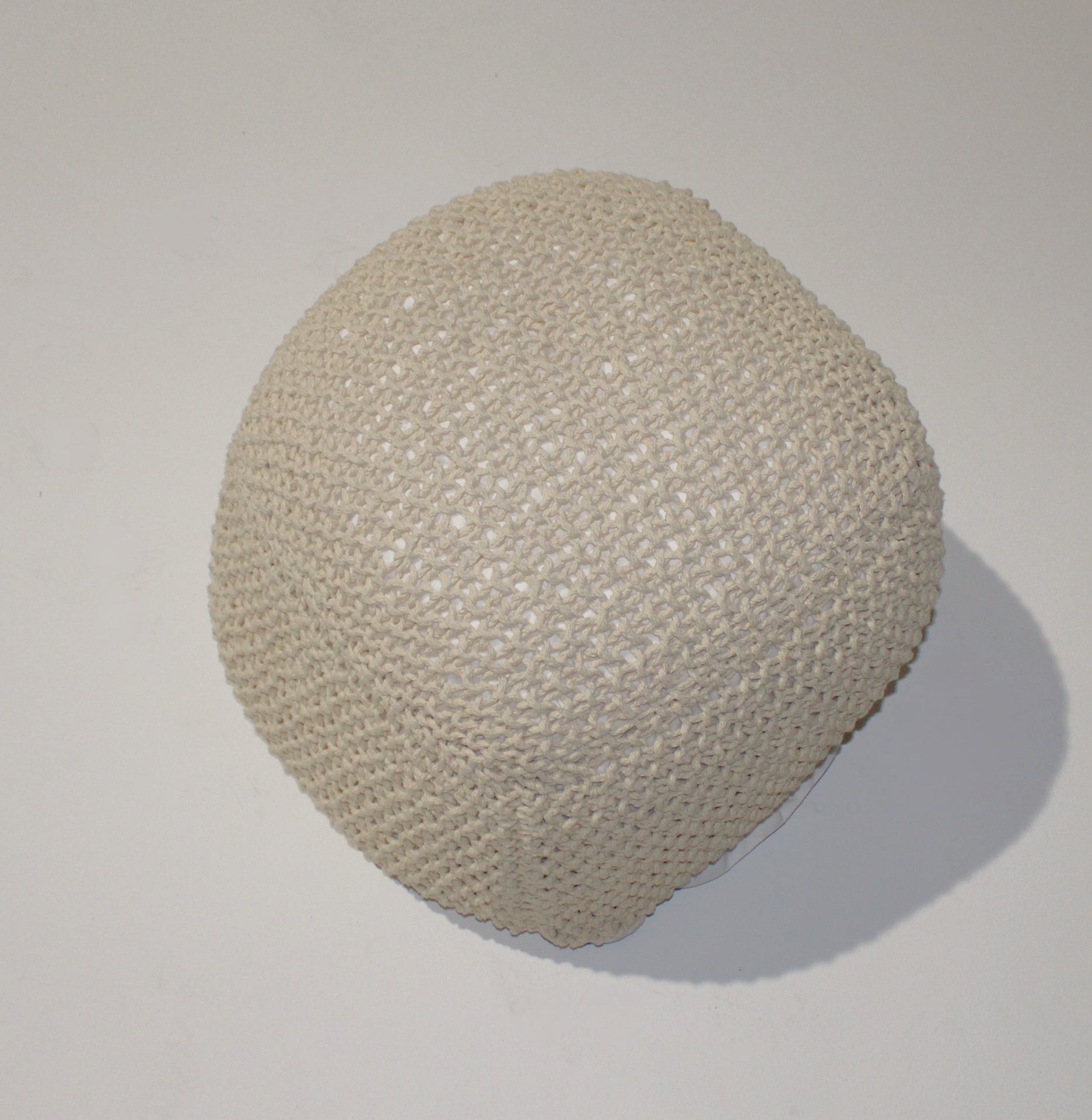 SEMI-Rounded Pouf - Cable Knitted - Handmade - Perfect Seating for Children and Adults - Footrest for Living Room or Bedroom - 100% Cotton Pouf (21" X 21" X 18")