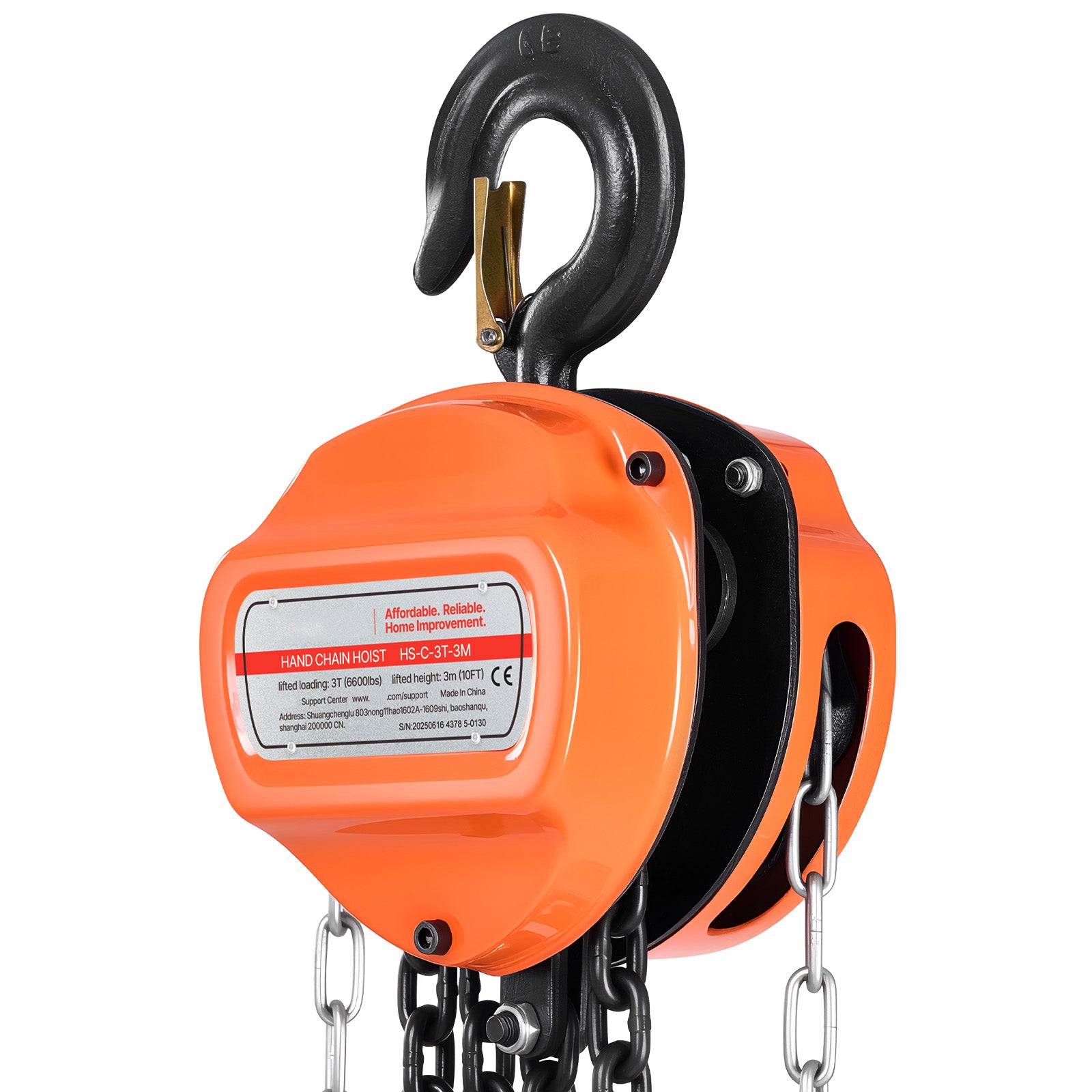 Hand Chain Hoist 6600 lbs Capacity 10 ft Manual Chain Block with G80 Chain