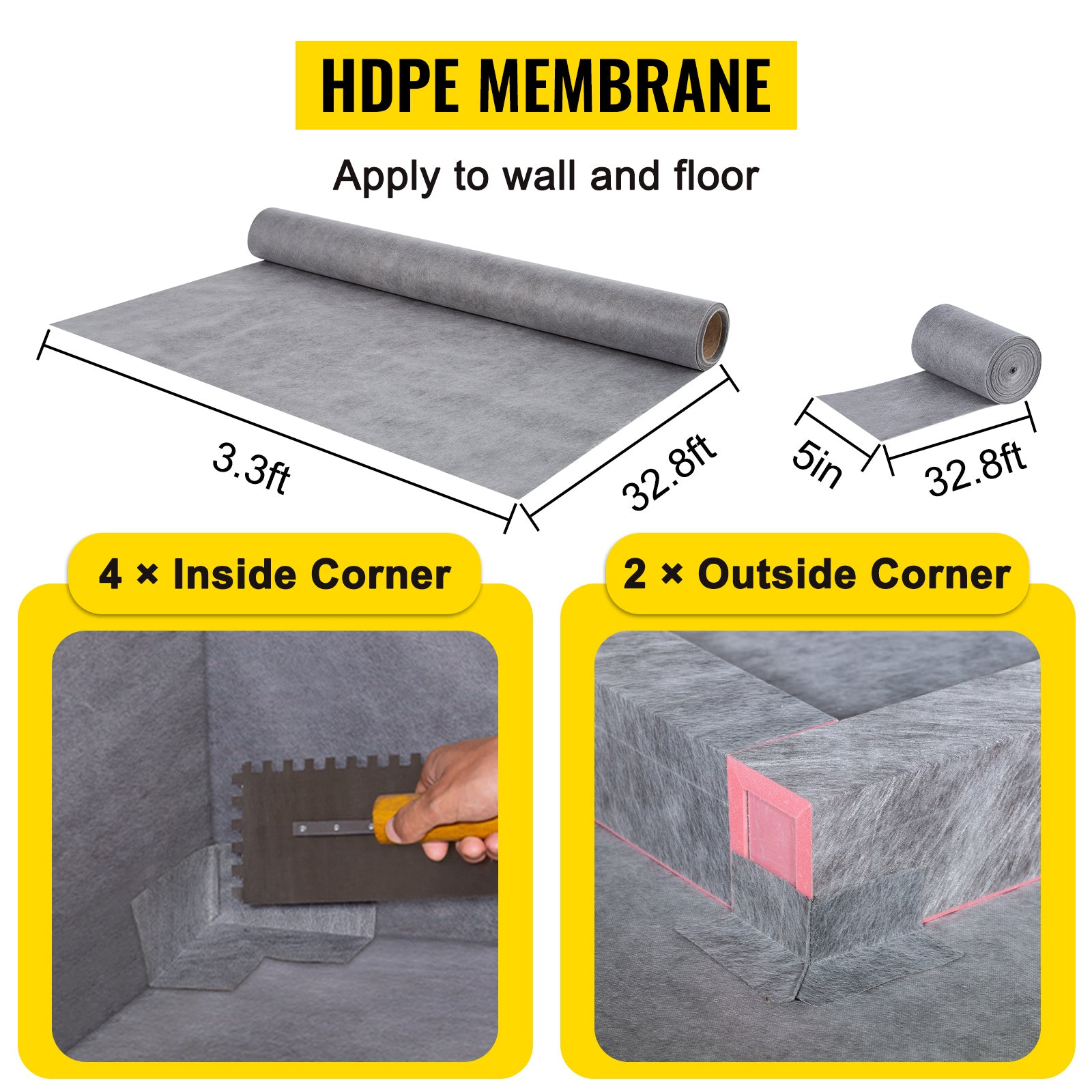 Shower Curb Kit 38" x 60" Watertight Shower Curb Overlay with 4" PVC Offset Bonding Flange, 4" Stainless Steel Grate, 2 Cuttable Shower Curb and Trowel, Shower Pan Slope Sticks Fit for Bathroom