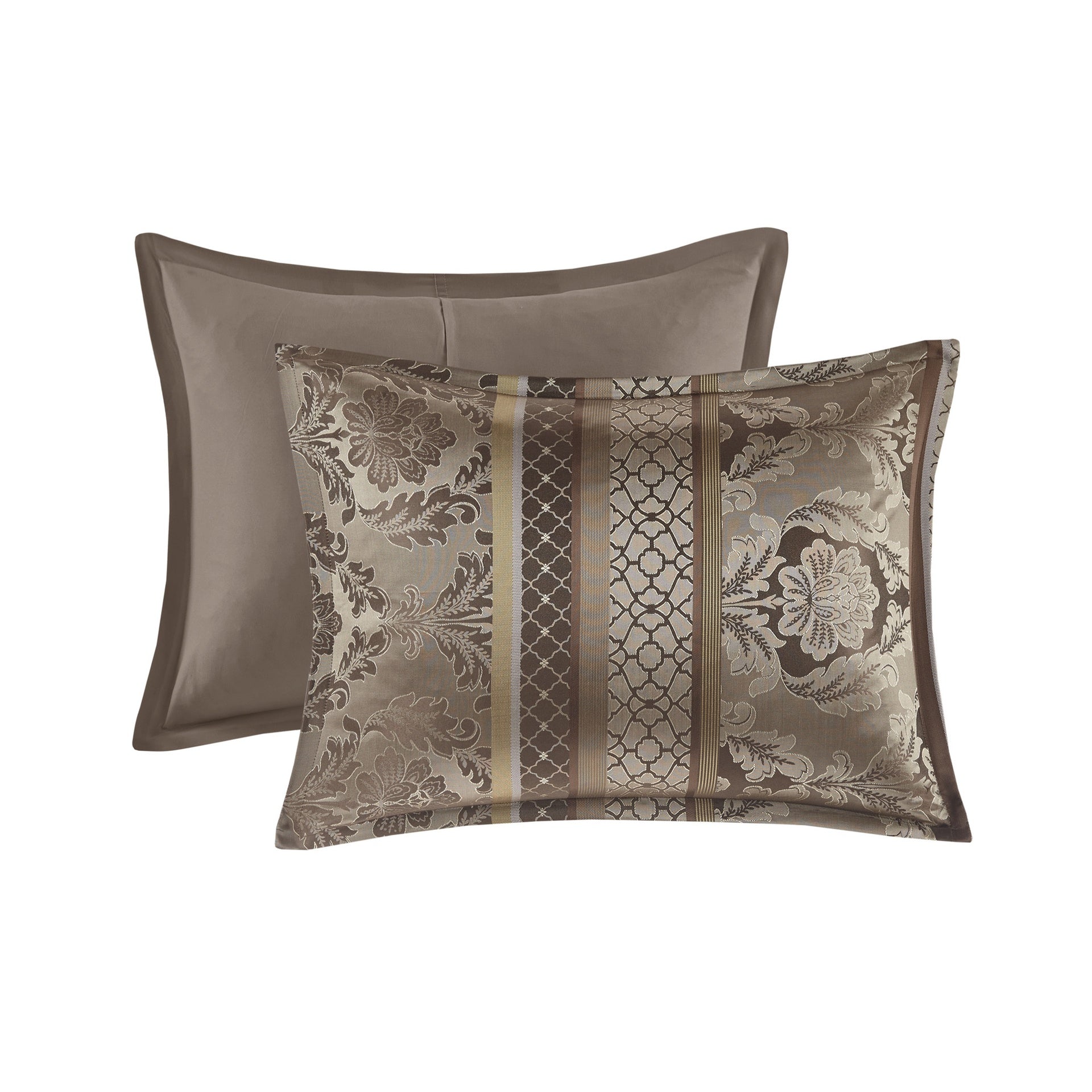 7 Piece Jacquard Comforter Set Brown/Gold King