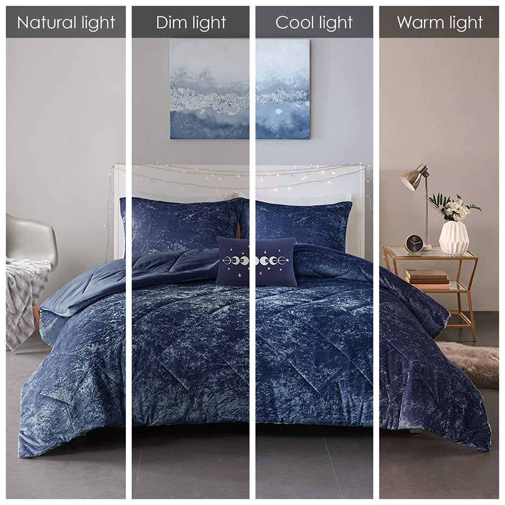 King/Cal King Velvet Comforter Set with Throw Pillow