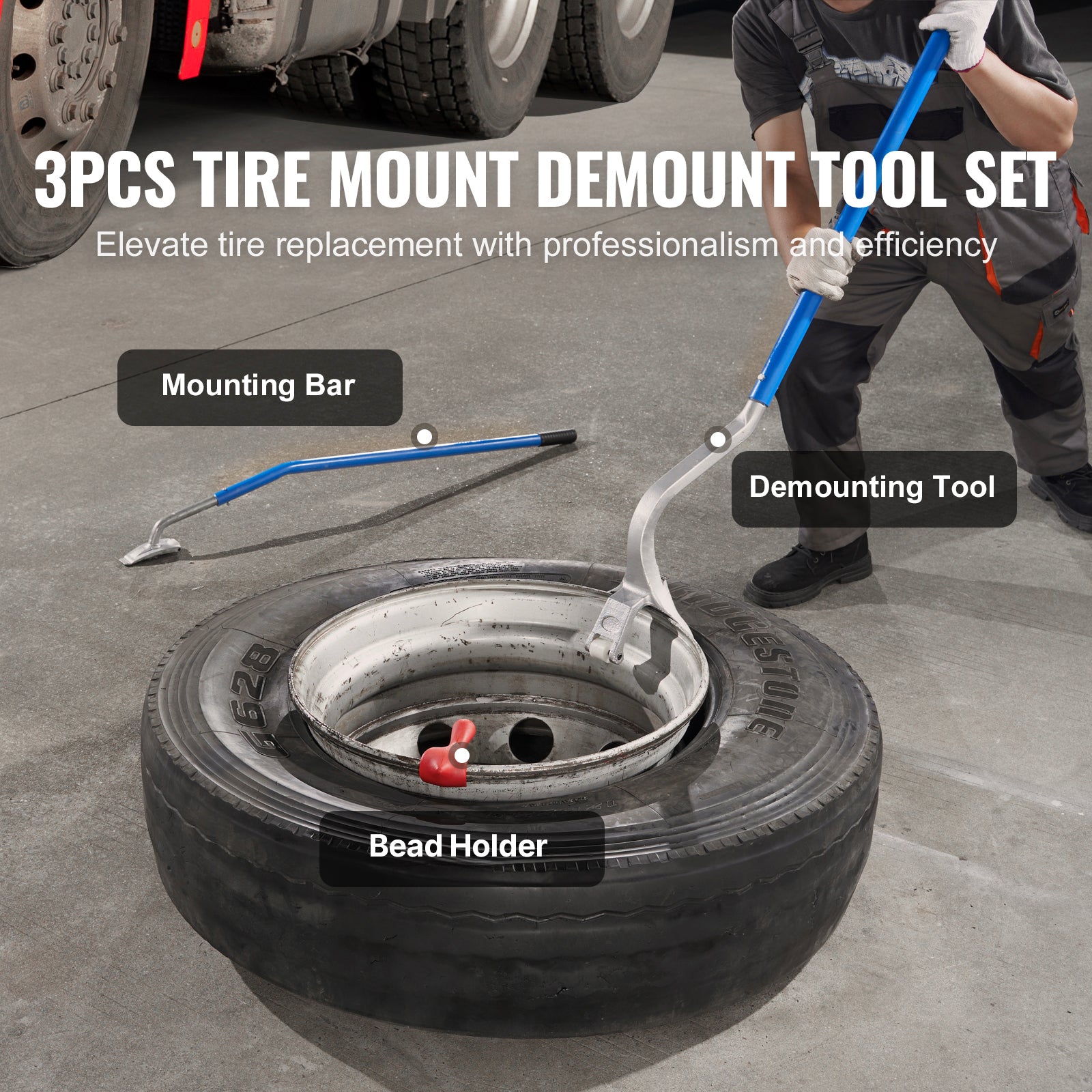 Truck Tire Changer Mount Demount 22.5-24.5 in Radial Bias Ply/Tubeless Tire