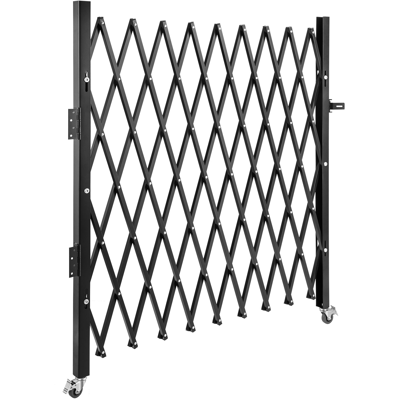 Single Folding Security Gate, 7 ft H x 7 ft W Folding Door Gate, Steel Accordion Security Gate, Flexible Expanding Security Gate, 360° Rolling Barricade Gate, Scissor Gate/Door with Padlock